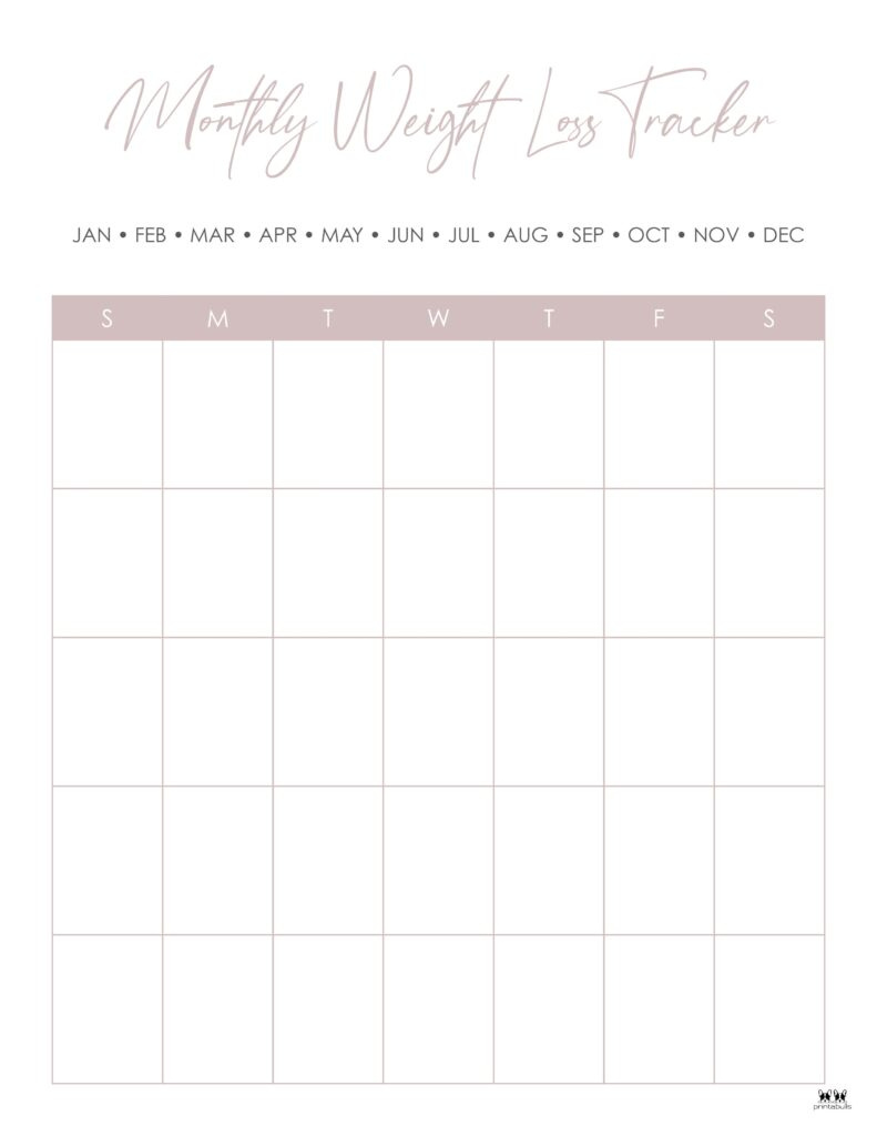 Weight Loss Trackers - 29 Free Printables | Printabulls throughout Free Printable Calendar November 2024 Weight Loss