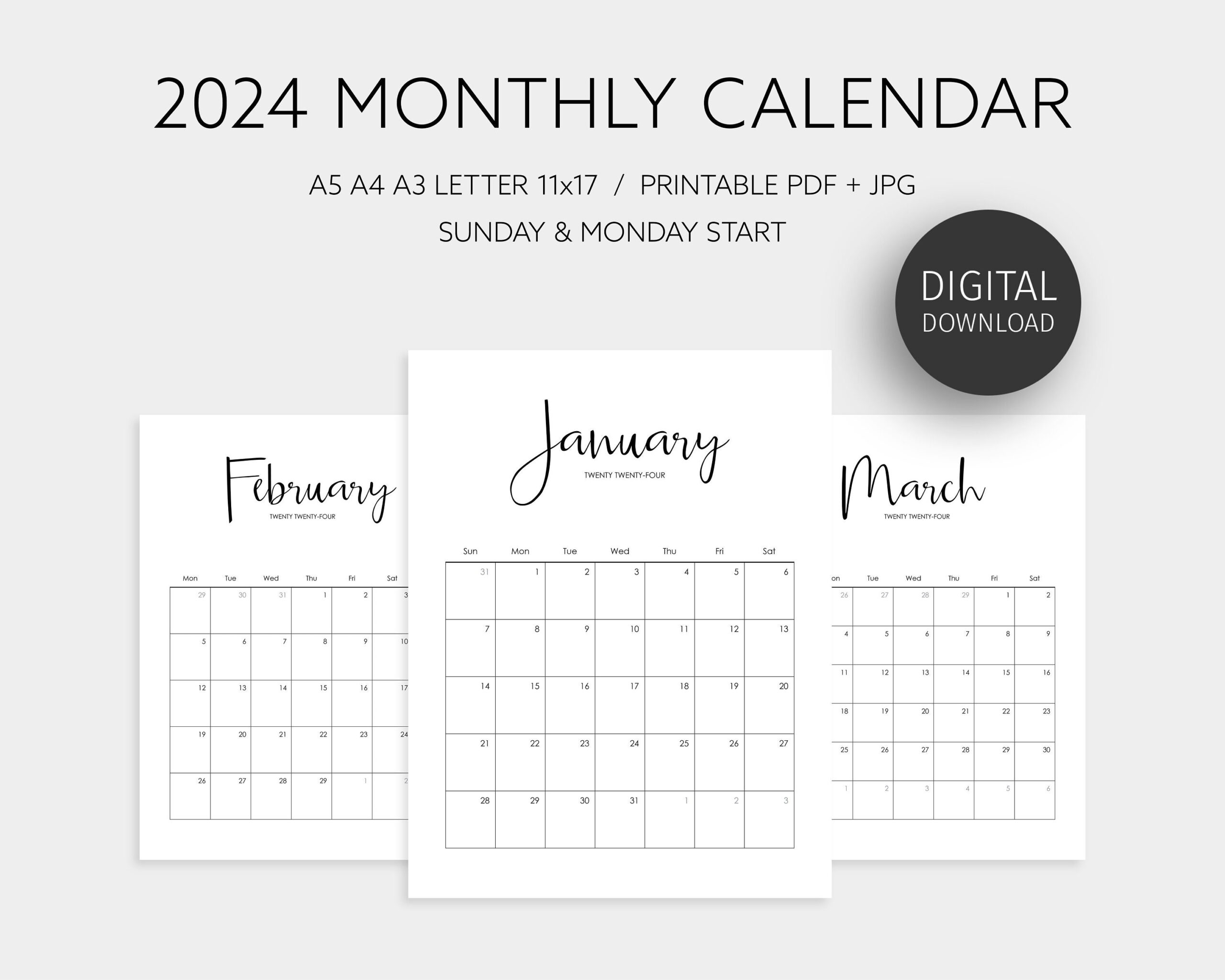 2024 Calendar Printable A5 Size - Etsy with December 2024 Calendar Printable Fit In A5