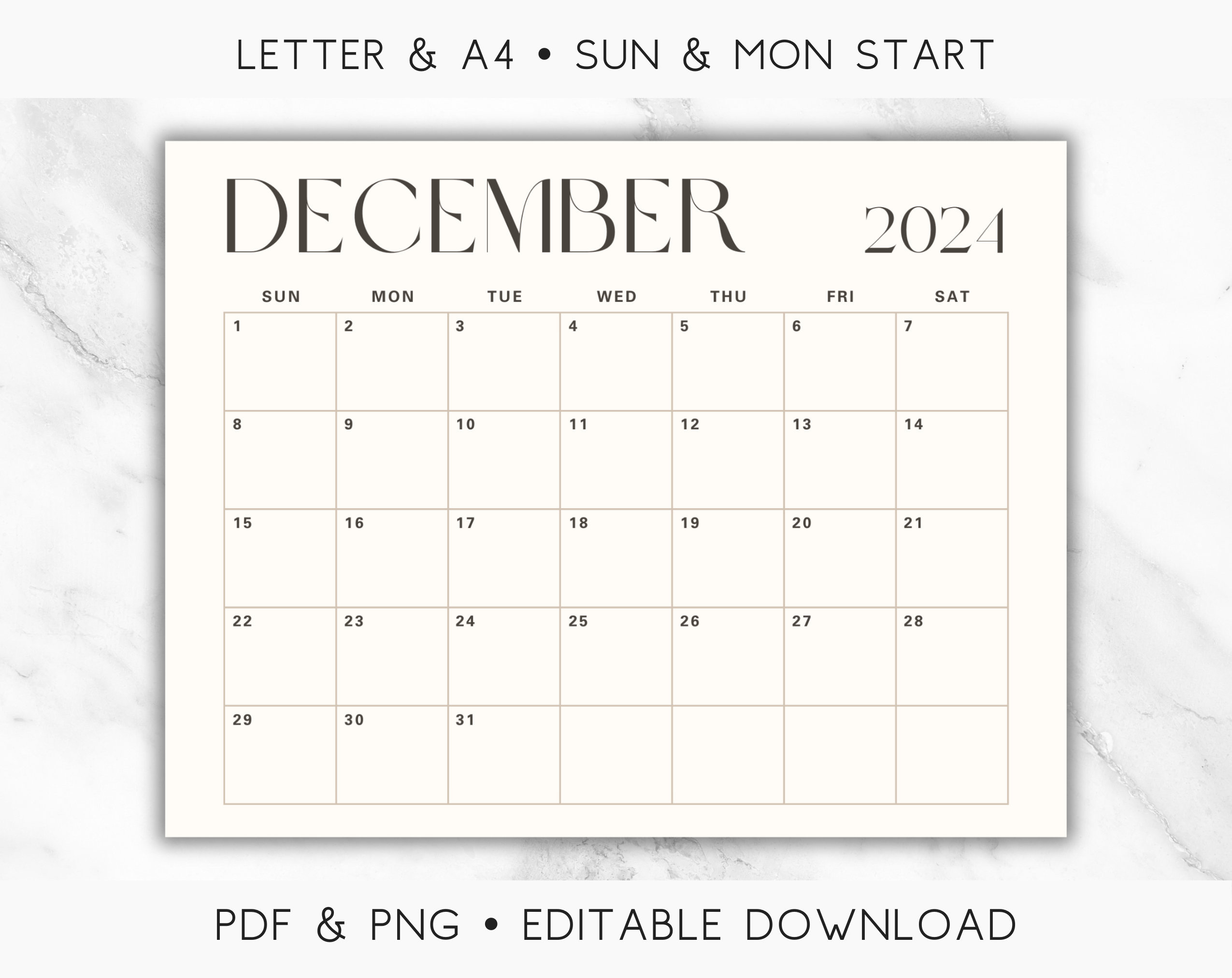 2024 Calendar Printable - Etsy in December 2024 Calendar Printable A6