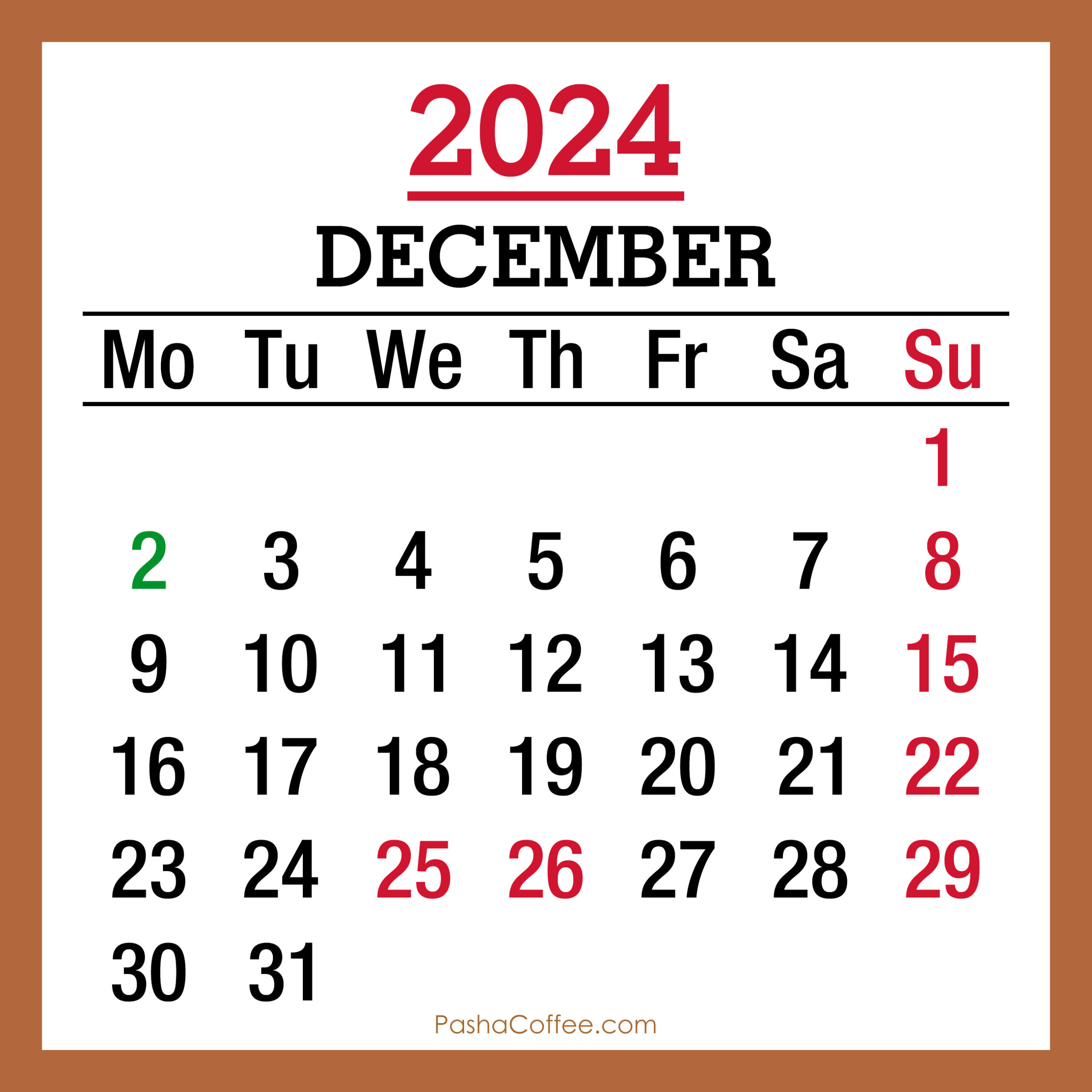 2024 Monthly Calendar With Uk Holidays – Page 4 – Pashacoffee for December 2024 Calendar Uk Printable