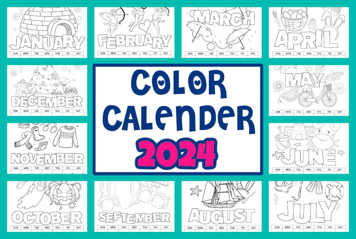 2024 Printable Coloring Calendar For Kids - Made With Happy inside 2024 Coloring Calendar Printable December