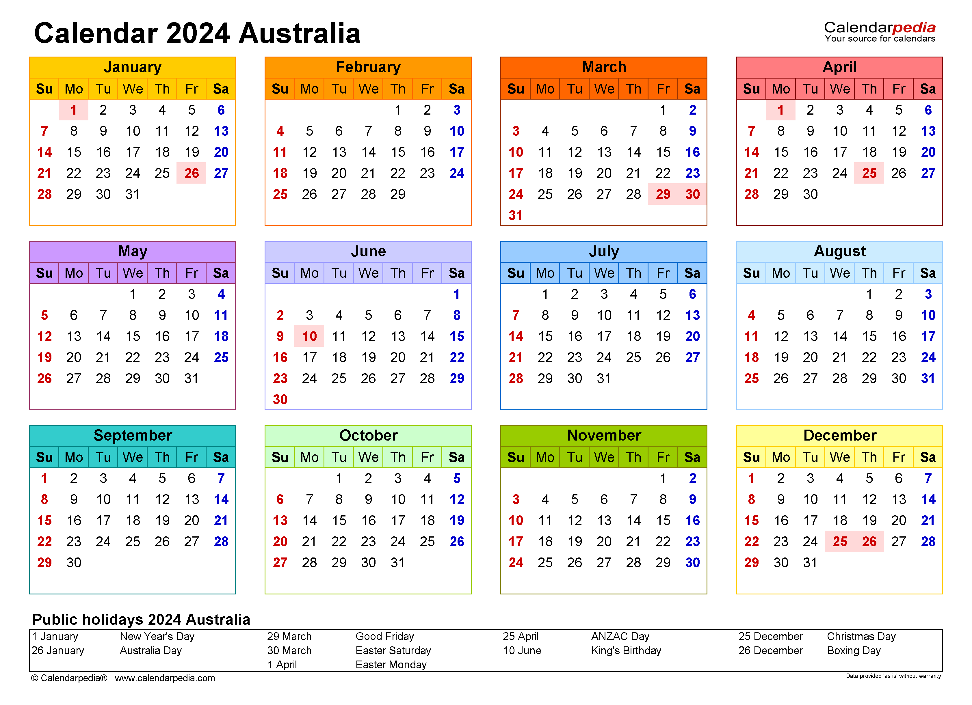 Australia Calendar 2024 - Free Printable Pdf Templates pertaining to 2024 December Calendar Printable Australia