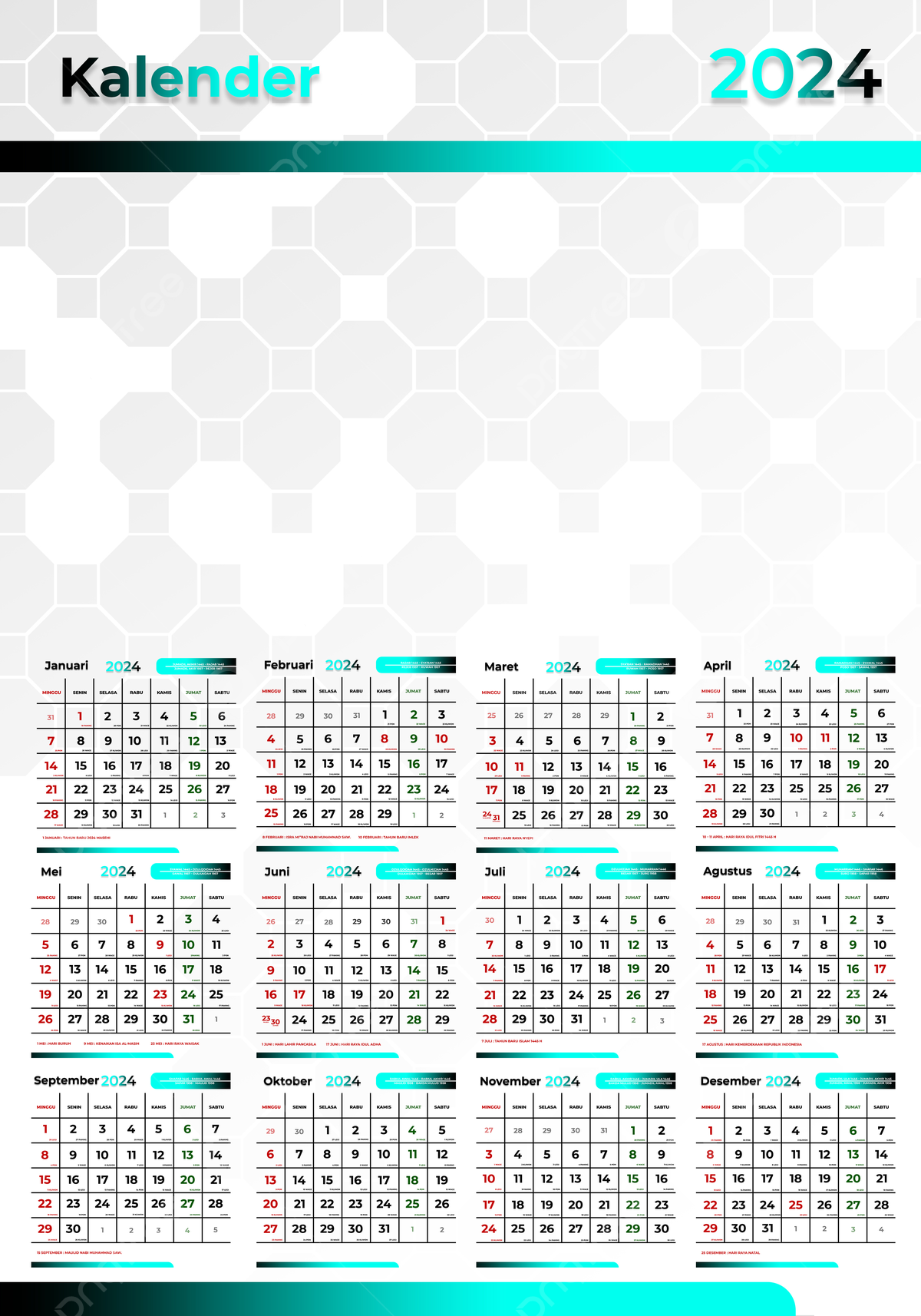 Calendar 2024 January To December Design Template Template with Calendar 2024 January to December Printable