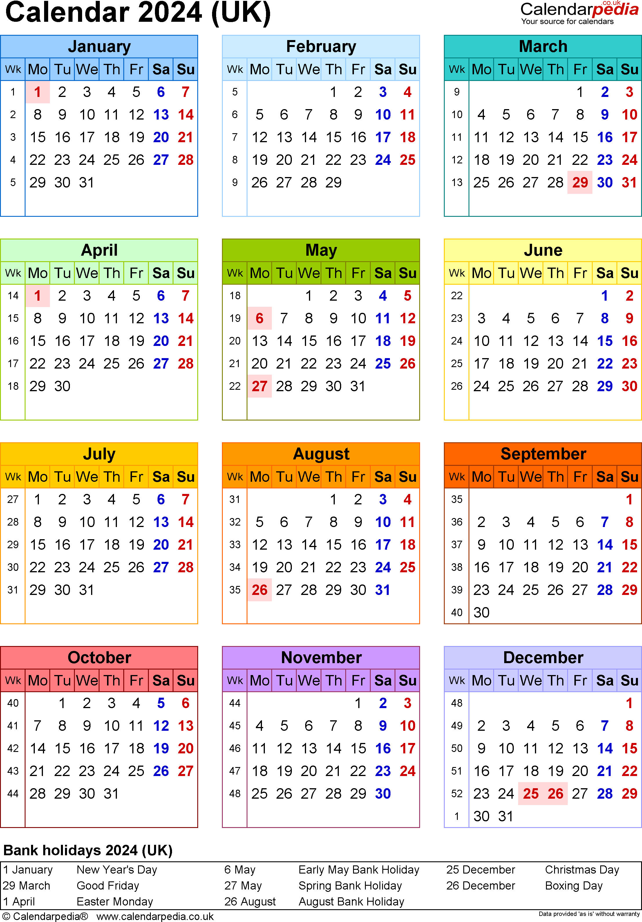 Calendar 2024 (Uk) - Free Printable Pdf Templates inside December 2024 UK Calendar Printable