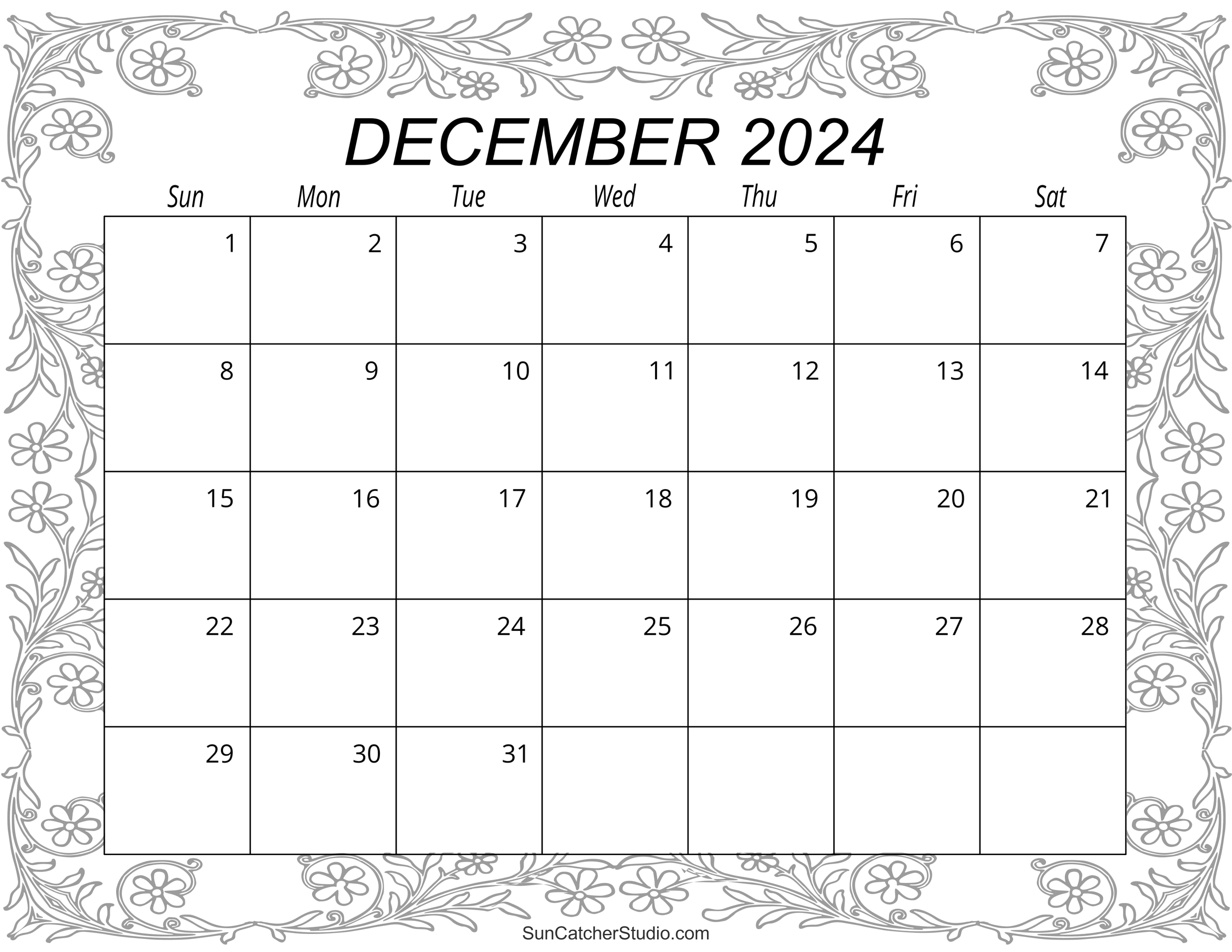 December 2024 Calendar (Free Printable) – Diy Projects, Patterns regarding Calligraphy Calendar Printable 2024 December 2024