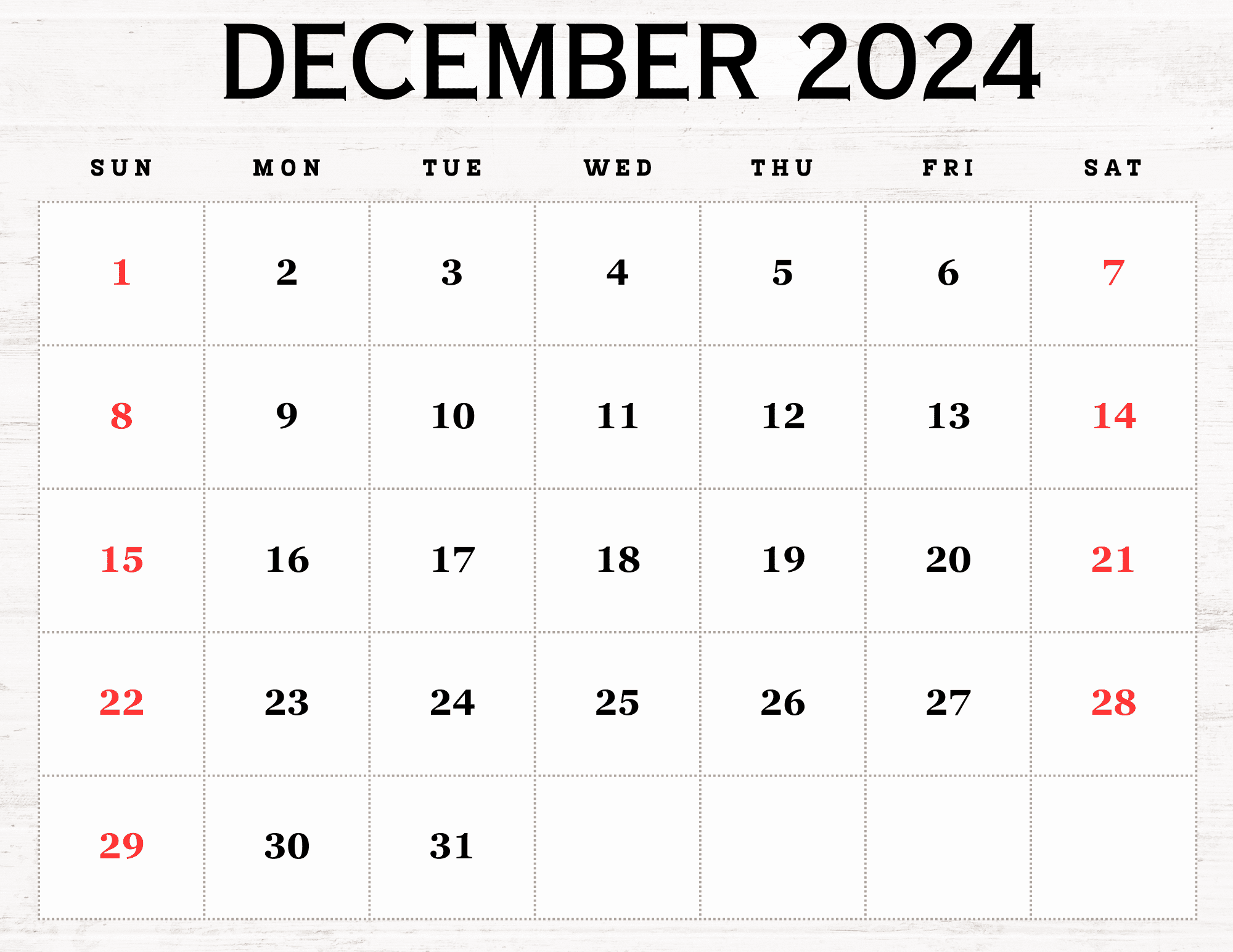 December 2024 Calendar Printable Pdf Blank Free Templates within December 2024 Calendar Printable Time And Date