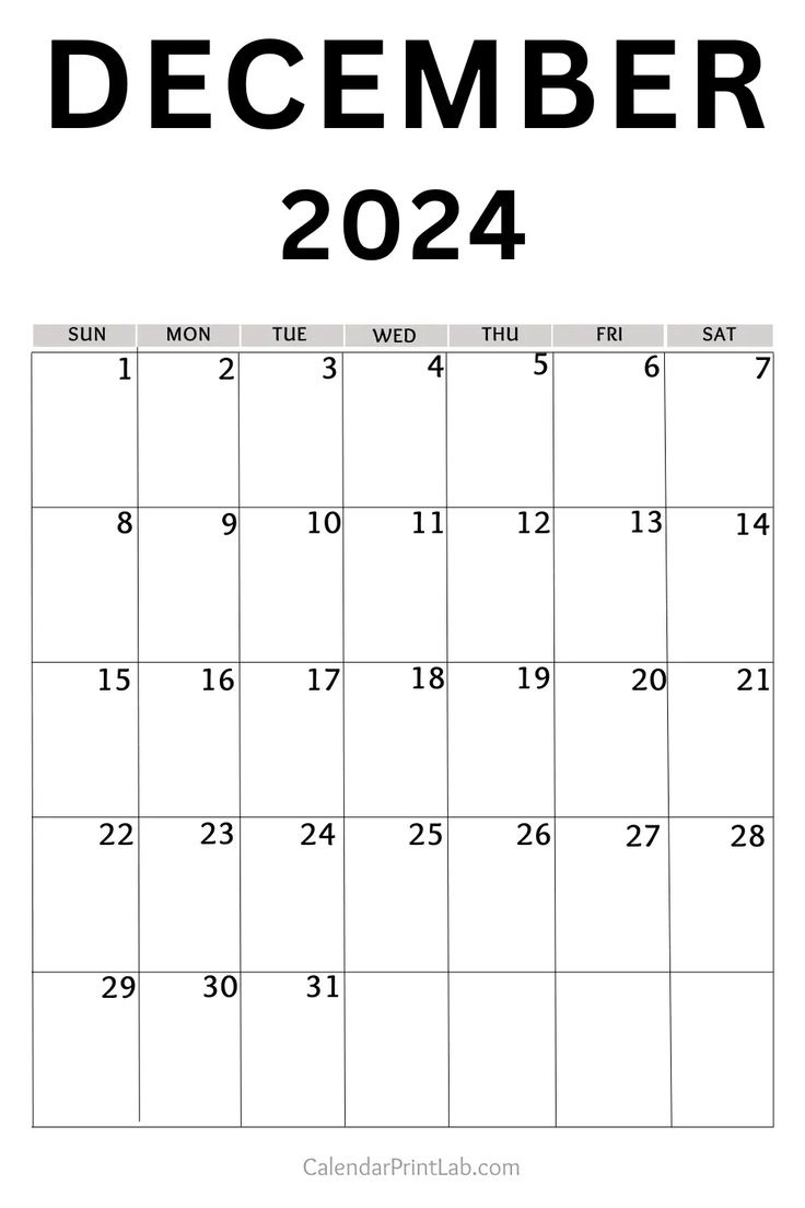 December 2024 Calendar Printable within Blank December 2024Vertical Calendar Printable