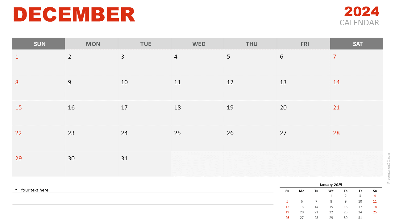 December 2024 Calendar Template For Powerpoint &amp;amp; Gslides intended for Google Calendar December 2024 Printable