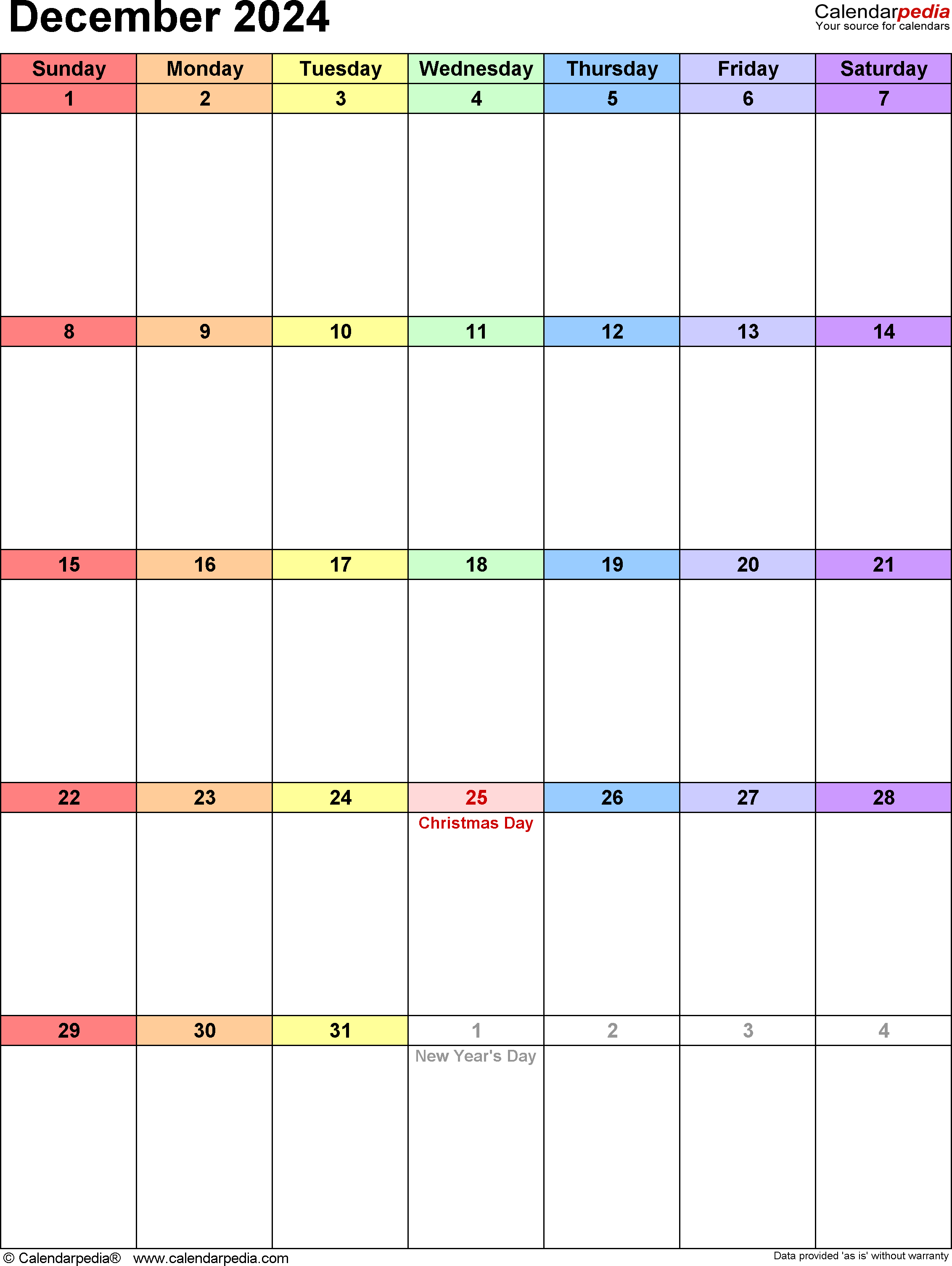 December 2024 Calendar | Templates For Word, Excel And Pdf for Blank Things To Do List Calendar For December 2024 Printable