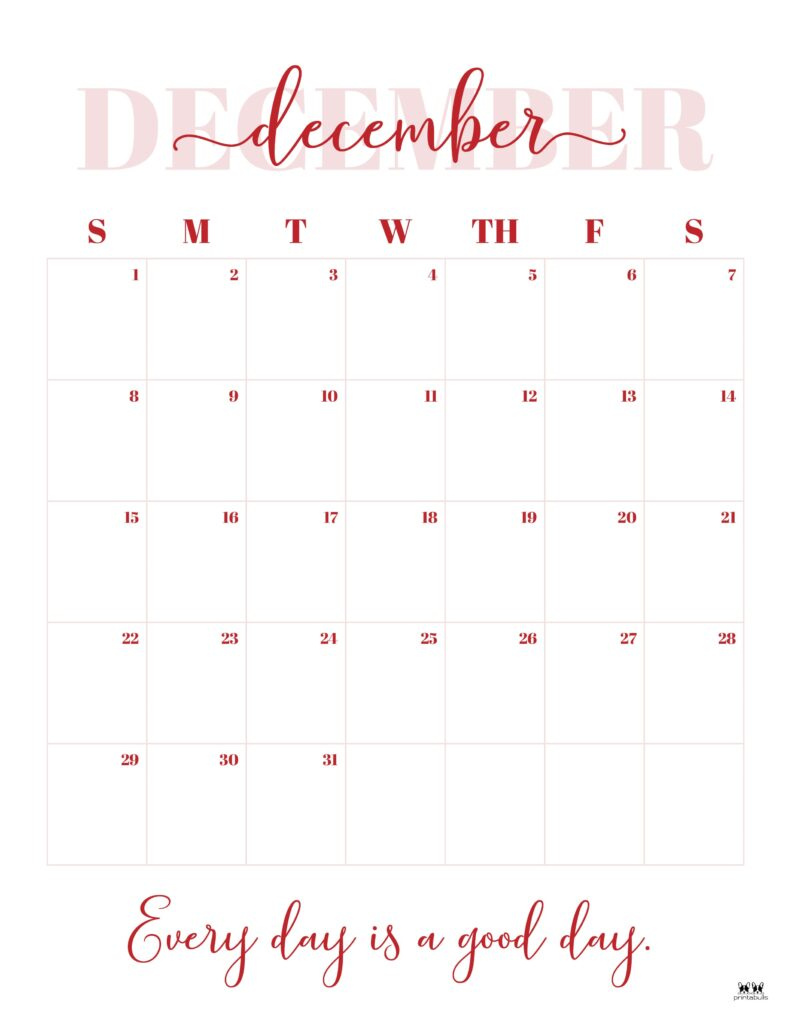 December 2024 Calendars - 50 Free Printables | Printabulls for Christmas Style Printable December 2024 Calendar Large Print