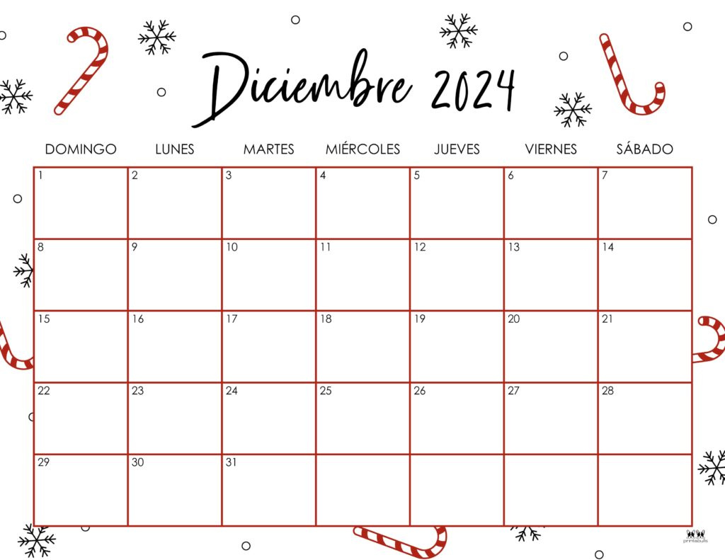 December 2024 Calendars - 50 Free Printables | Printabulls in December 2024 Free Printable Calendar with Holidays