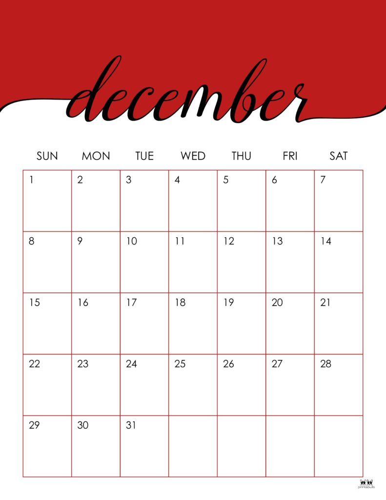 December 2024 Calendars - 50 Free Printables | Printabulls inside Christmas Style Printable December 2024 Calendar Large Print