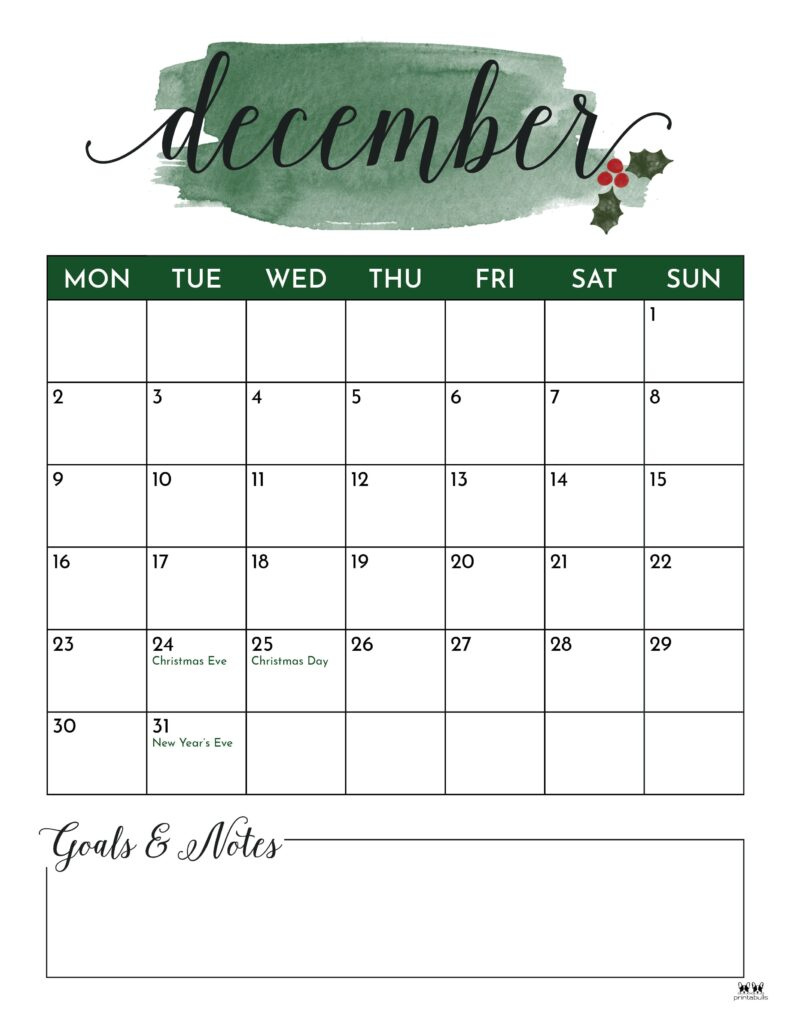 December 2024 Calendars - 50 Free Printables | Printabulls pertaining to December 2024 Appointment Calendar Printable