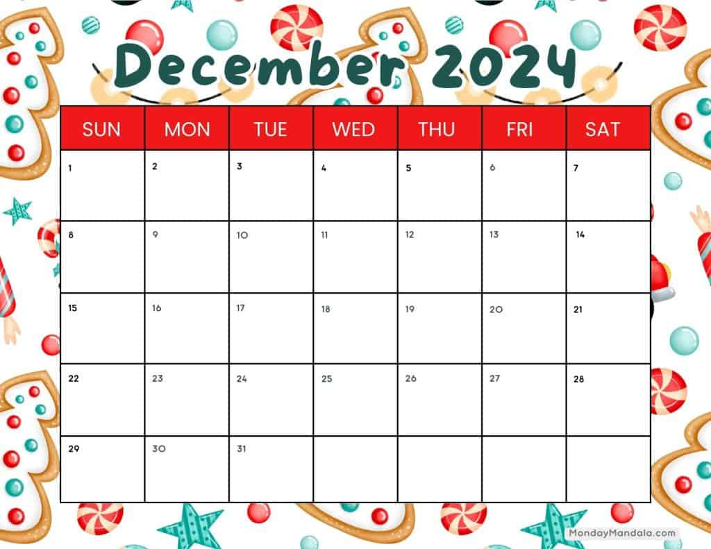 December 2024 Calendars (52 Free Pdf Printables) intended for Christmas Calendar December 2024 Printable