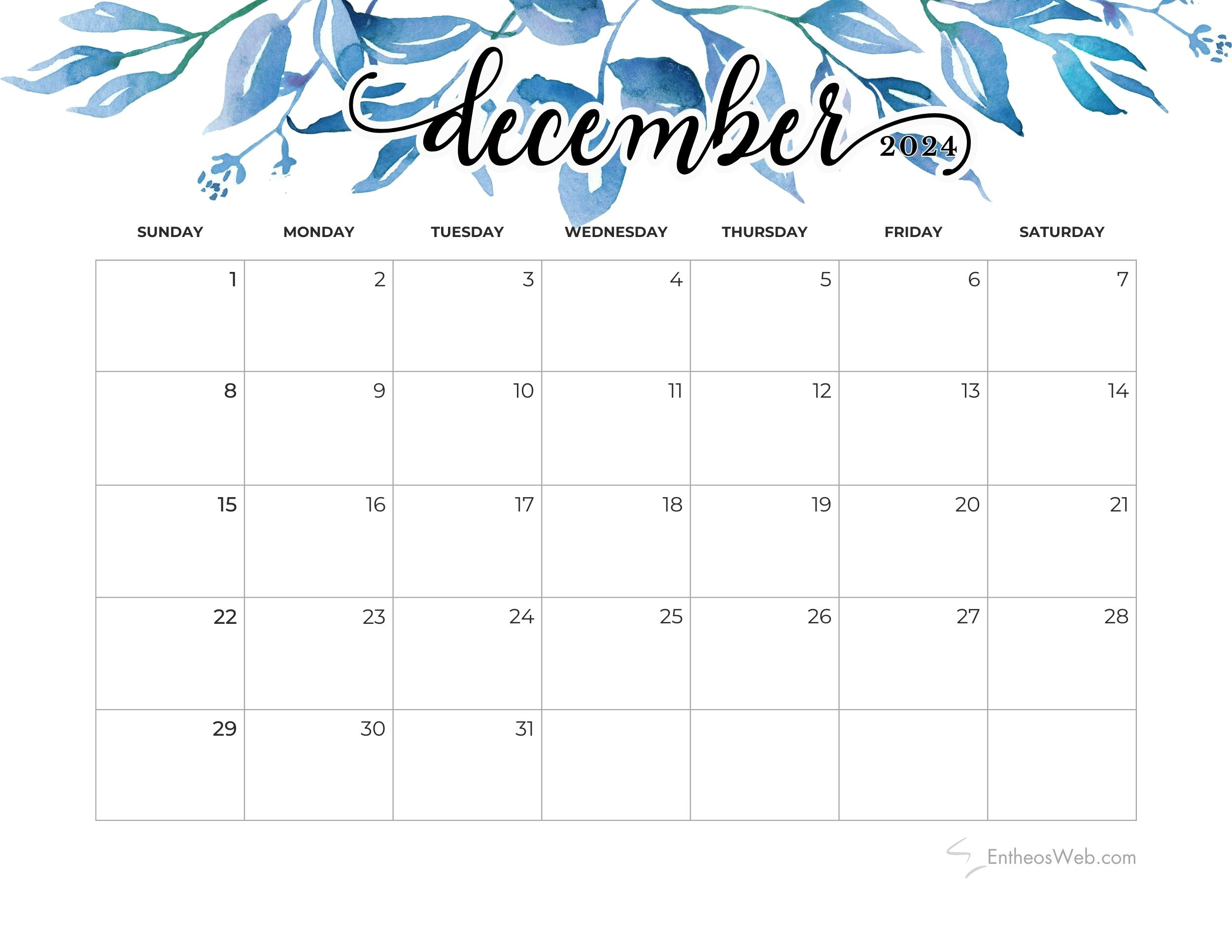 December 2024 Calendars | Entheosweb pertaining to December 2024 Calendar Printable Pinterest