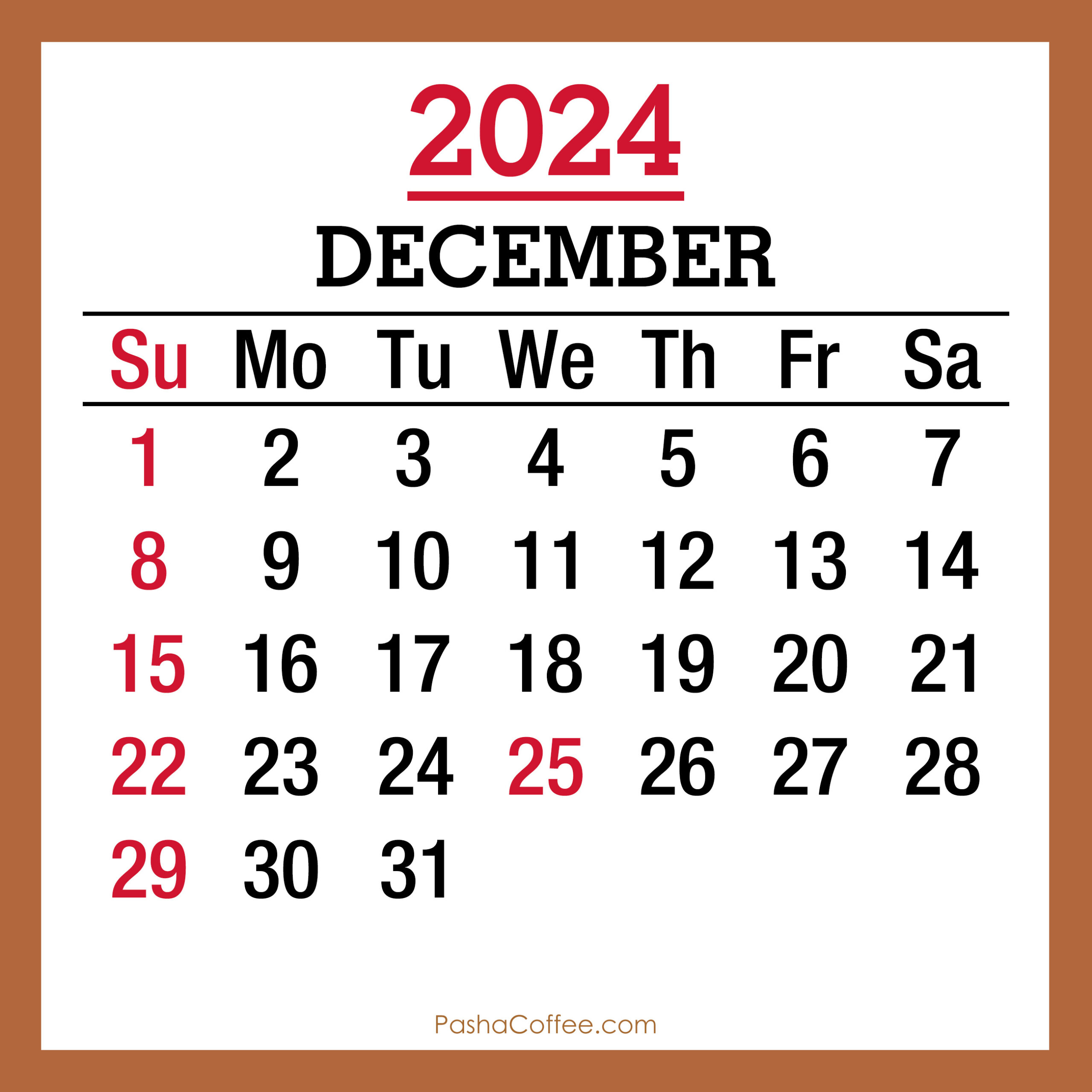 December 2024 Monthly Calendar With Holidays, Printable Free with 2024 December Calendar With Holidays Printable