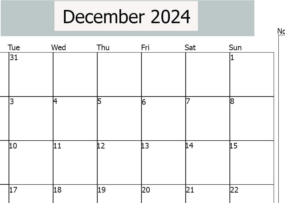 December 2024 Printable Calendar, Horizontal Calendar, December throughout 2024 December Calendar 8.5X11 Horizontal Printable