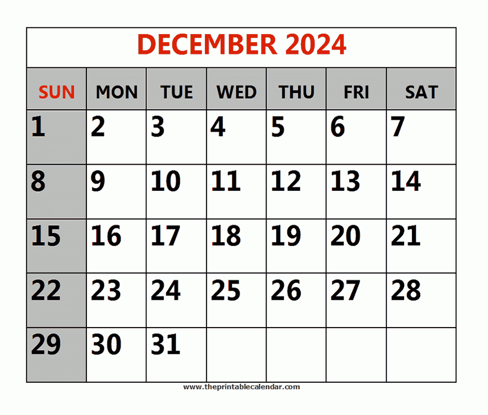 December 2024 Printable Calendars pertaining to Calendar 2024 December Printable Mon-Sun