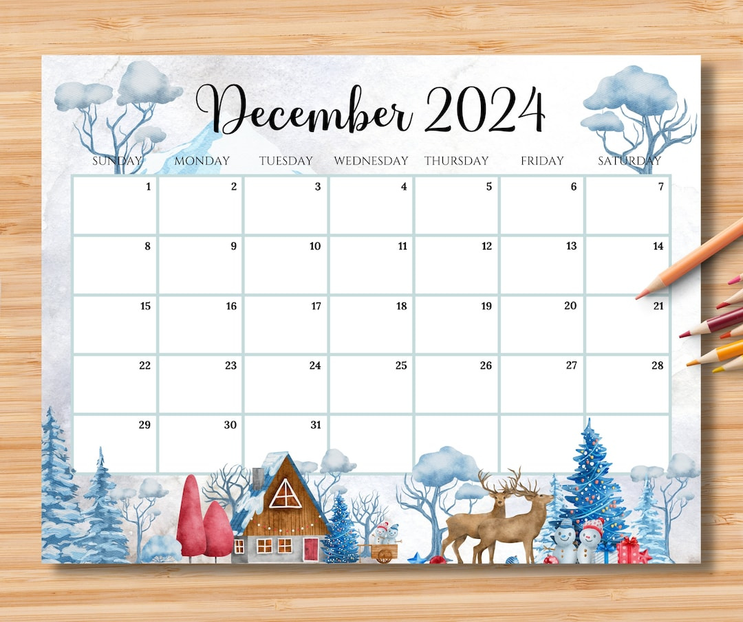 Editable December 2024 Calendar, Beautiful Winter In A Highland pertaining to December 2024 Shareware Printable Calendar