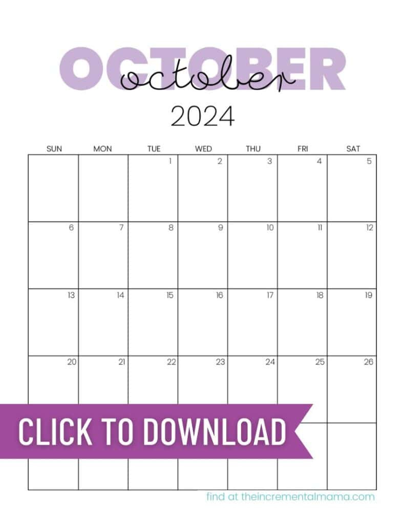 Free 2024 Monthly Calendar Printable Templates - The Incremental Mama inside Calender Free Printable October-December 2024 Bills