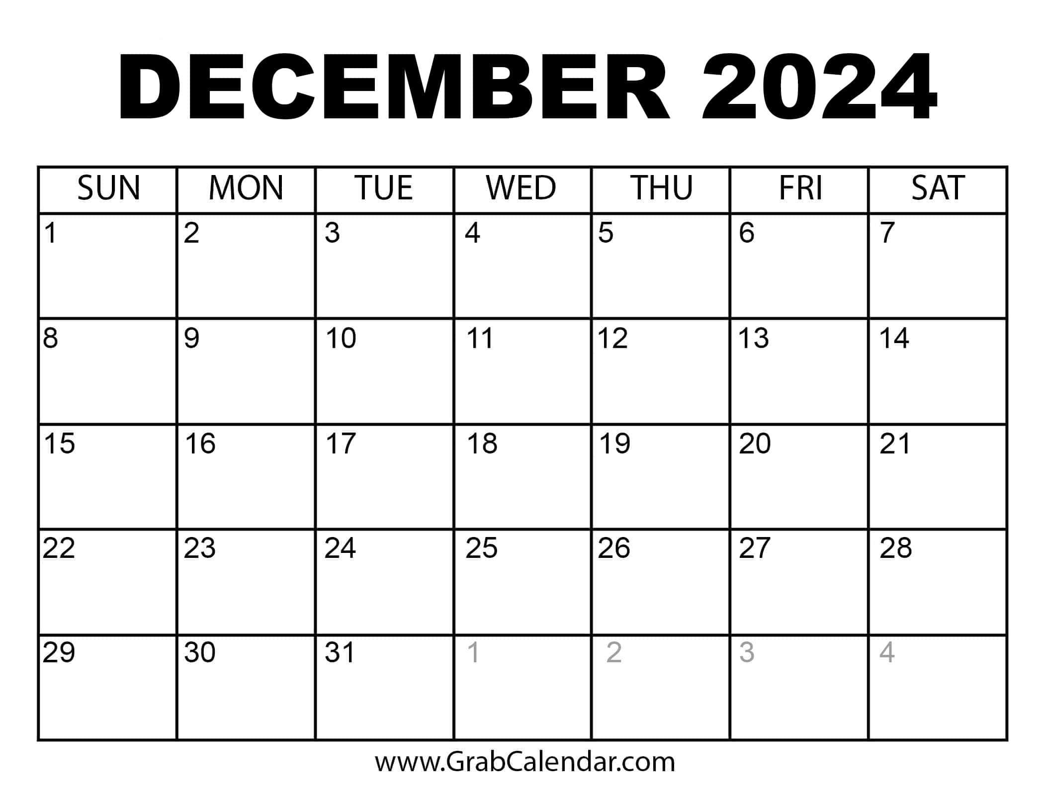 Free Printable Calendar 2024 - Grab Calendar within Large Printable Calendar December 2024