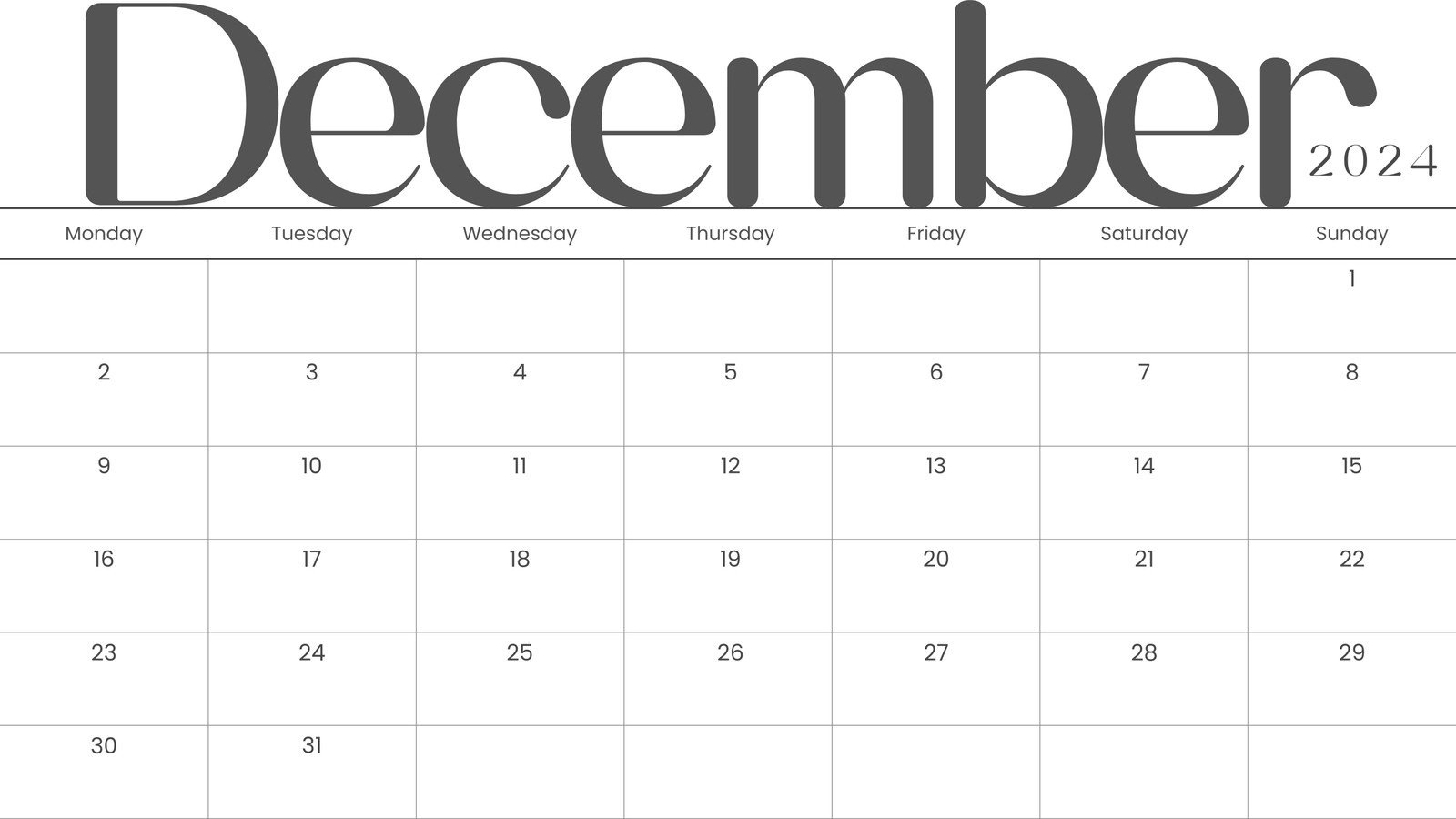 Free, Printable December 2024 Calendar Templates | Canva for December 2024 Desk Calendar Printable