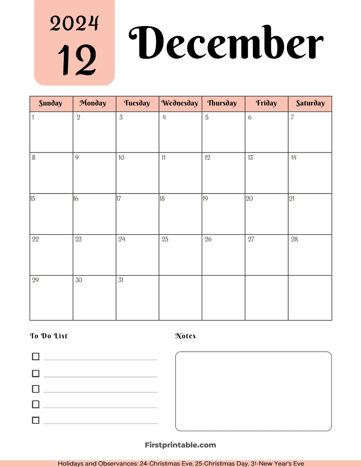 Free Printable, Editable &amp;amp; Fillable December Calendars 2024 With throughout 2024 December Printable Calendar Waterproof