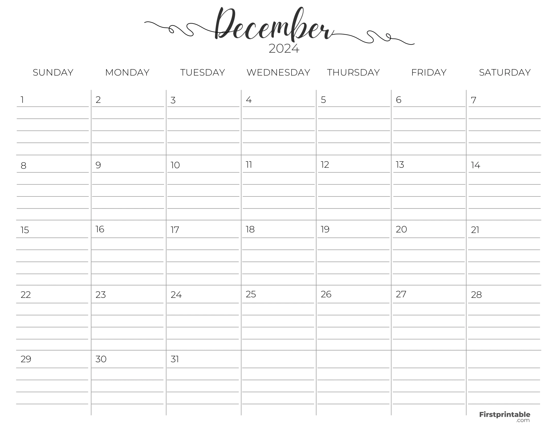 Free Printable &amp;amp; Fillable December Calendars 2024 in 2024 December Calendar For Printable Calendar