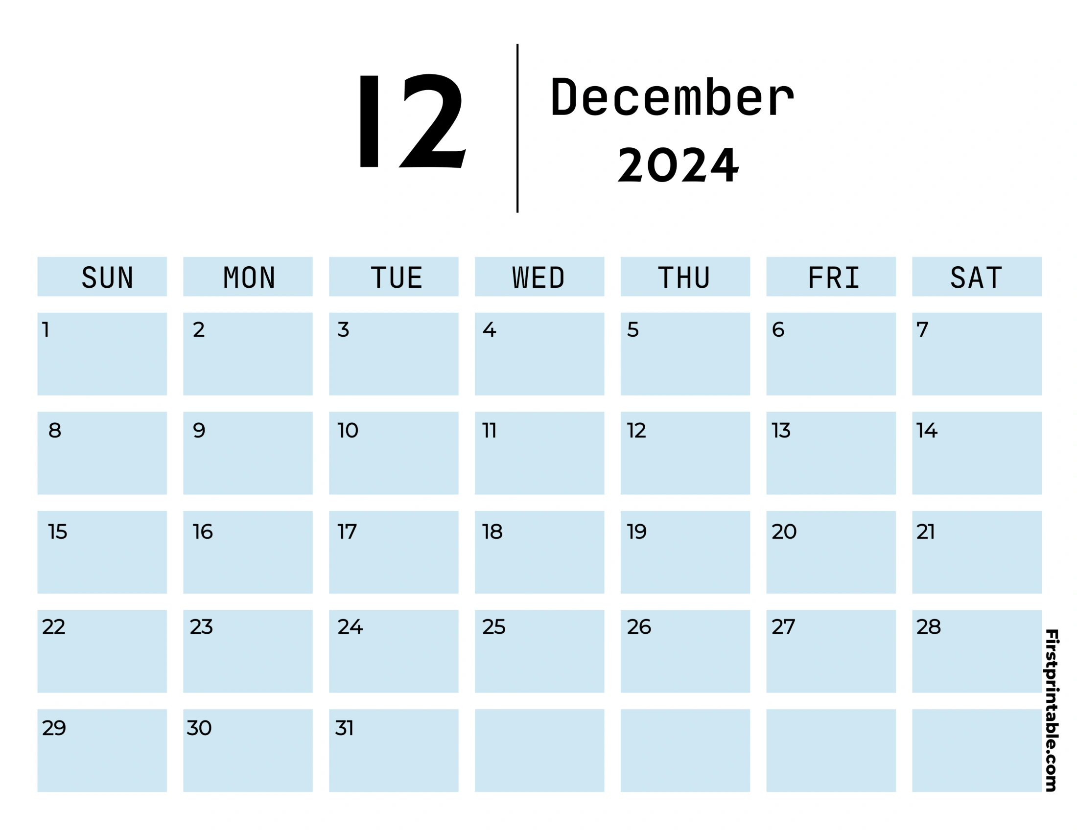 Free Printable &amp;amp; Fillable December Calendars 2024 in Blue Calendar Printable For December 2024