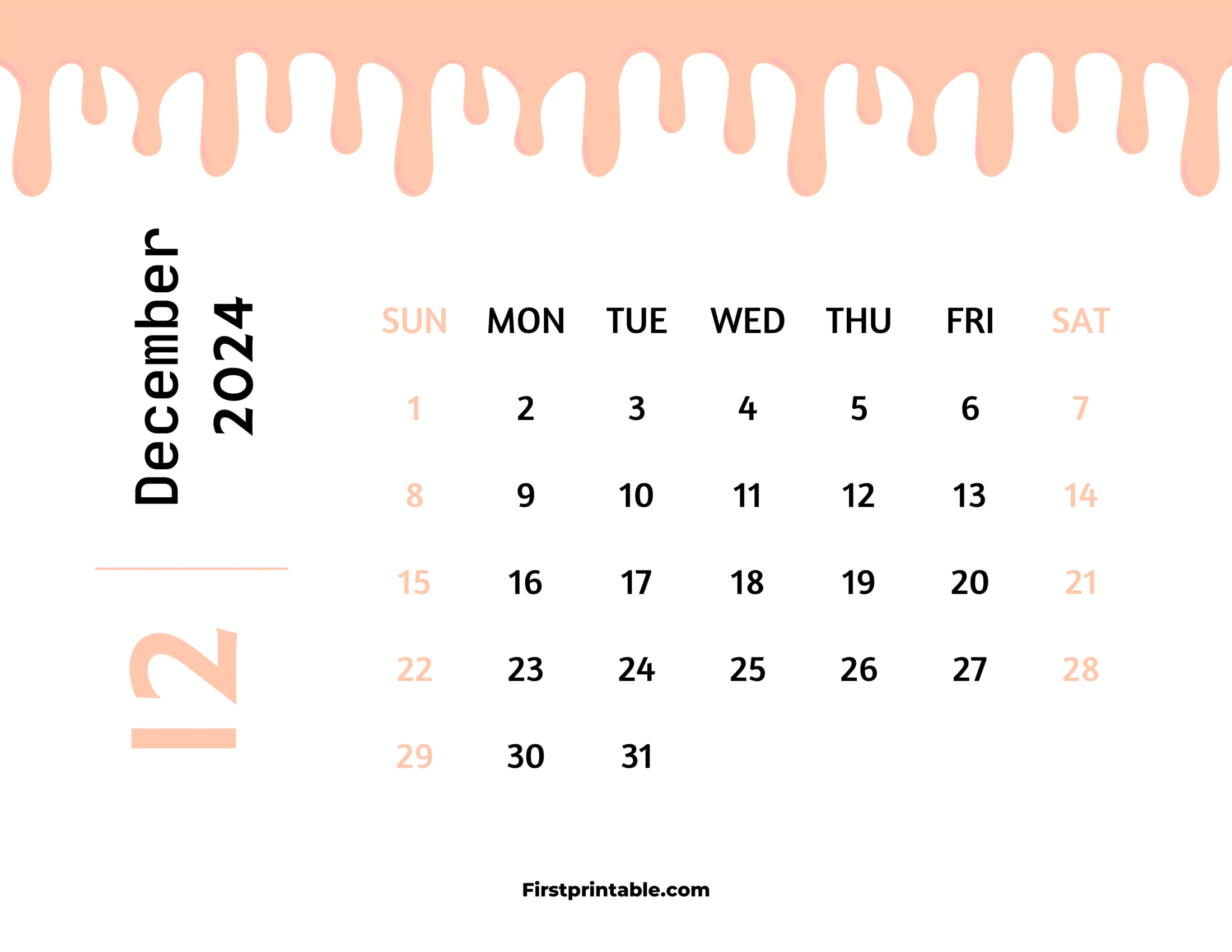 Free Printable &amp;amp; Fillable December Calendars 2024 pertaining to 2024 Apr December Calendar Printable