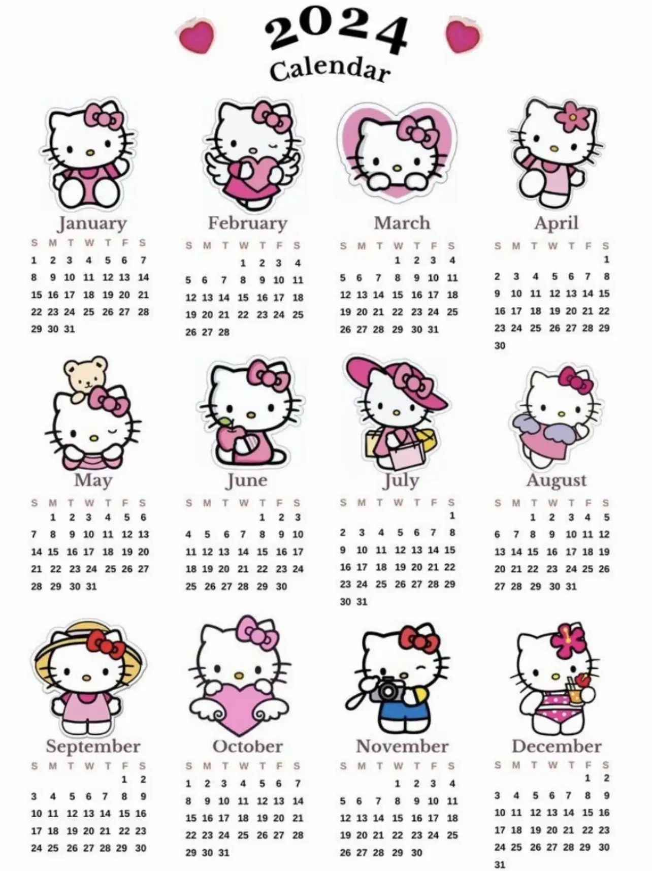 Hello Kitty 2024 Calendar 💘 | Gallery Postedjanette | Lemon8 regarding December 2024 Hello Kitty Calendar Printable