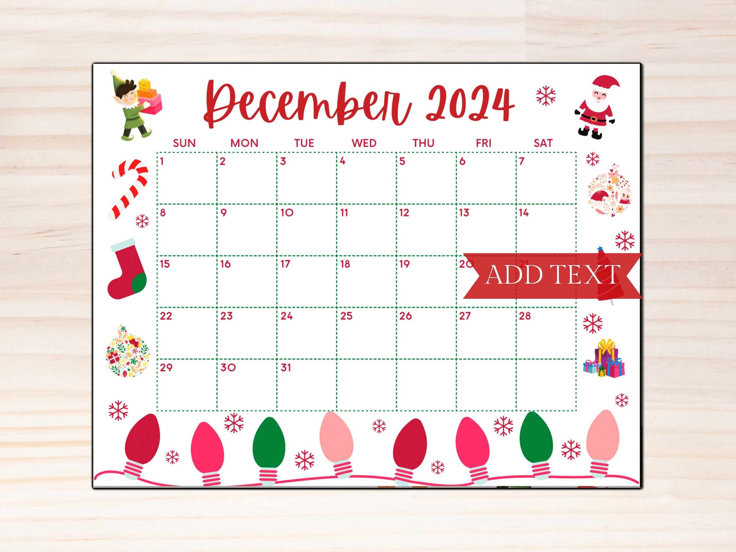 Printable Christmas December 2024 Calendar Printable Calendar 2024