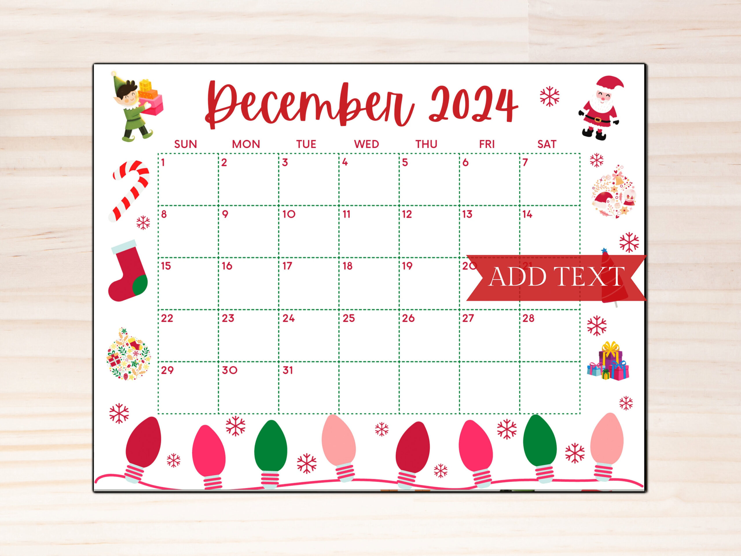 Printable December Calendar 2024, Christmas Calendar, Holiday intended for Christmas December Calendar 2024 Printable