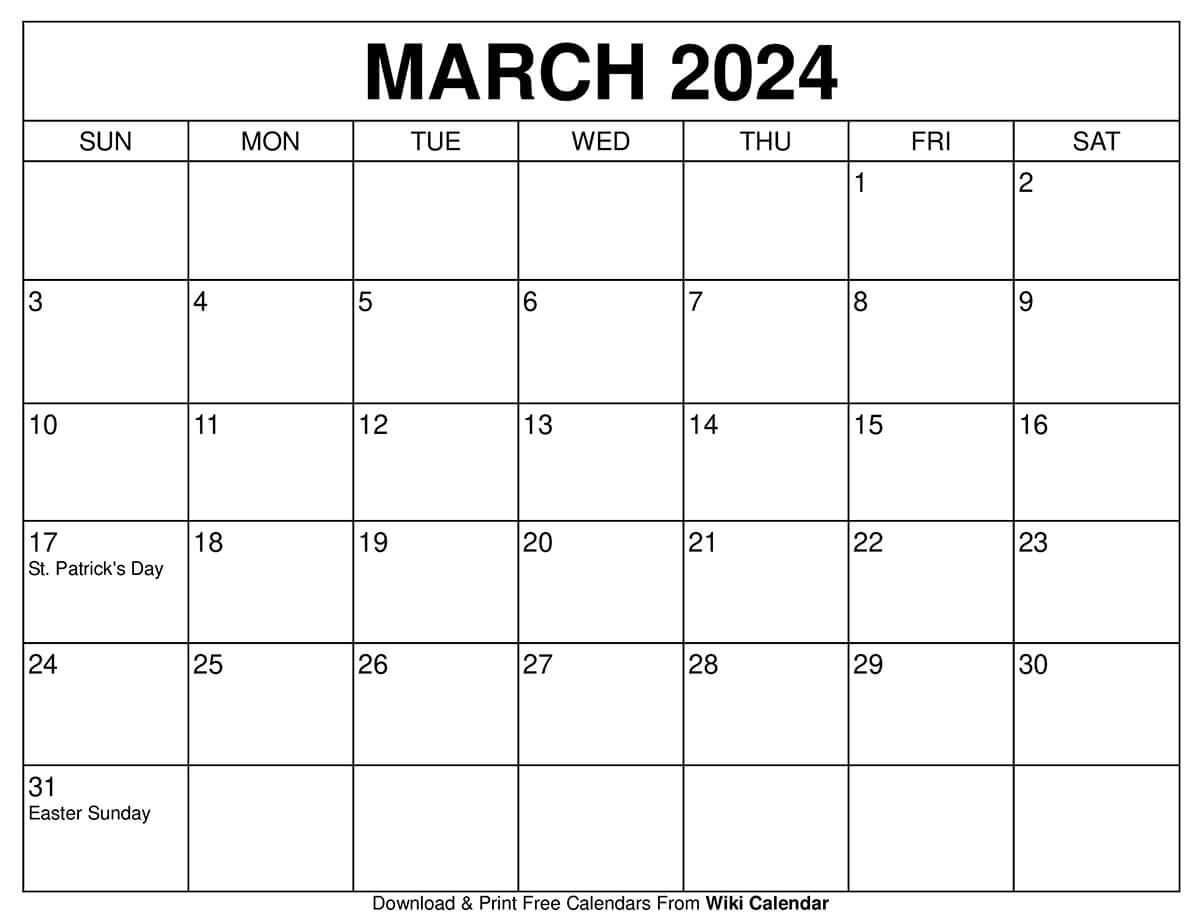 Printable March 2024 Calendar - Wiki Calendar | Apache Openoffice for 2024 March December Calendar Printable