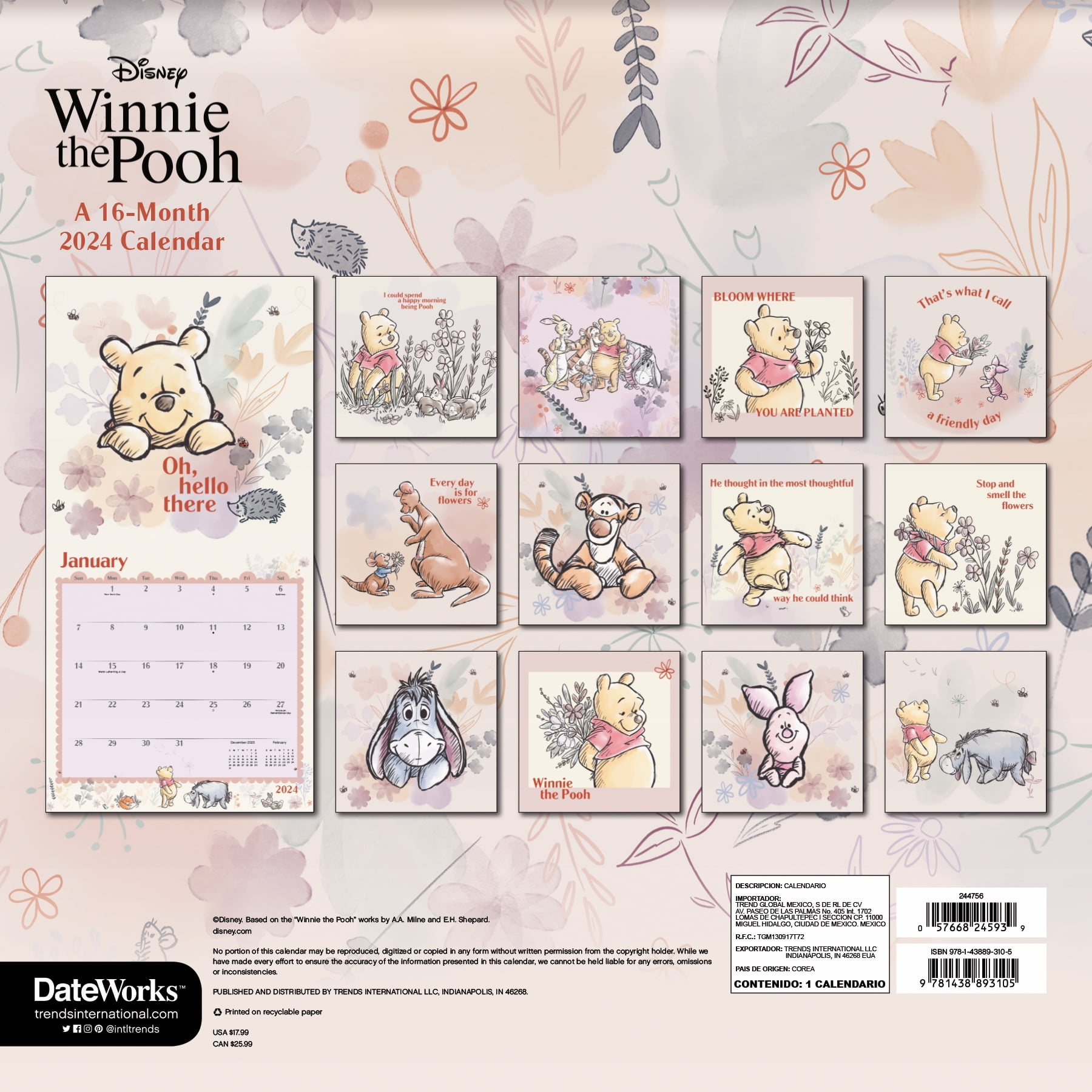 Trends International 2024 Disney Winnie The Pooh Wall Calendar intended for 2024 December Calendar Printable Winnie The Pooh