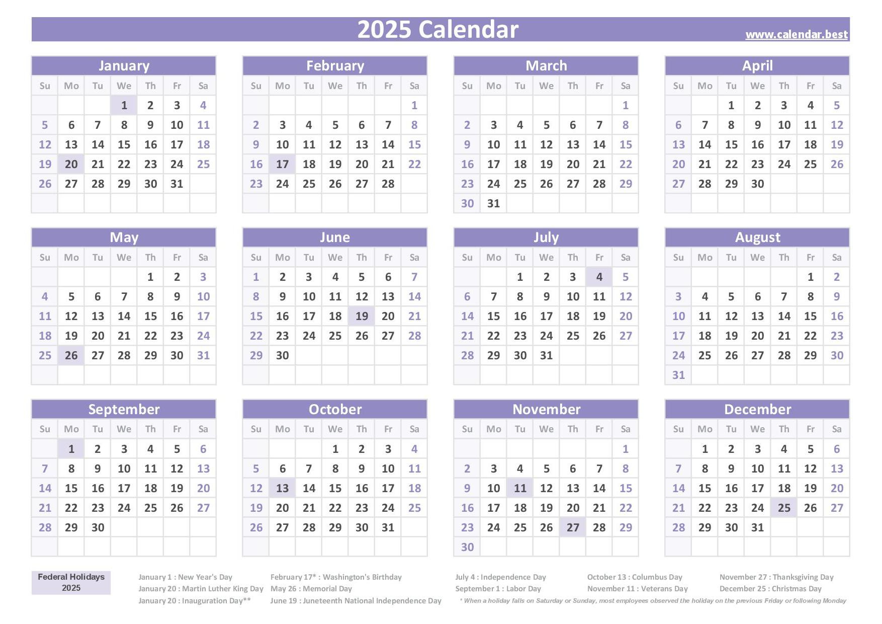 2025 Calendar With Holidays (Us Federal Holidays) throughout General Blue March 2025 Calendar