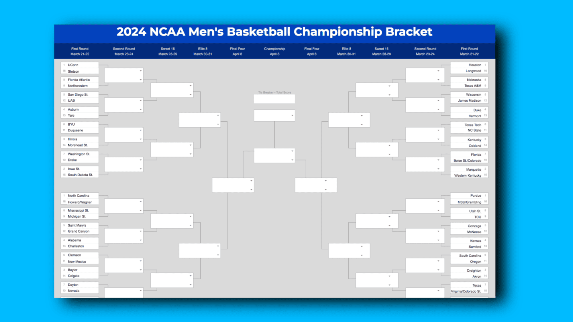 2025 March Madness Bracket (Excel &amp;amp; Google Sheets Template) regarding March Madness 2025 Calendar