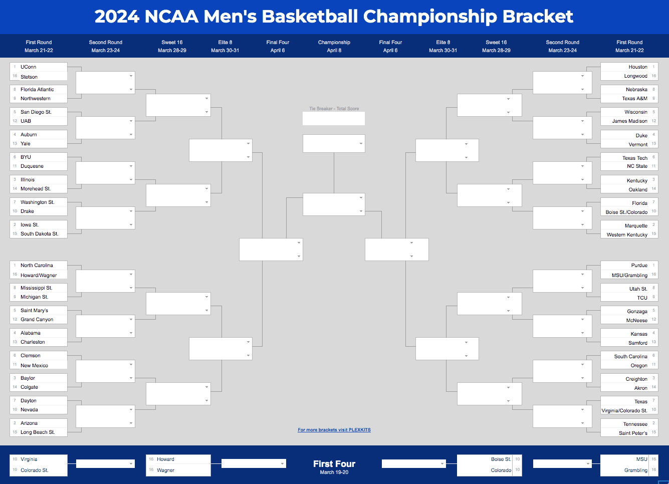 2025 March Madness Bracket (Excel &amp;amp; Google Sheets Template) with March Madness 2025 Calendar Printable