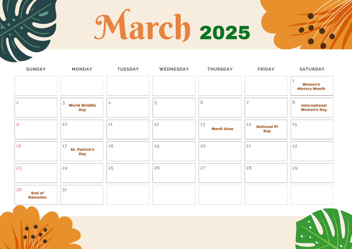 Free March 2025 Calendar Templates &amp;amp; Examples - Edit Online with regard to Calendar Events In March 2025