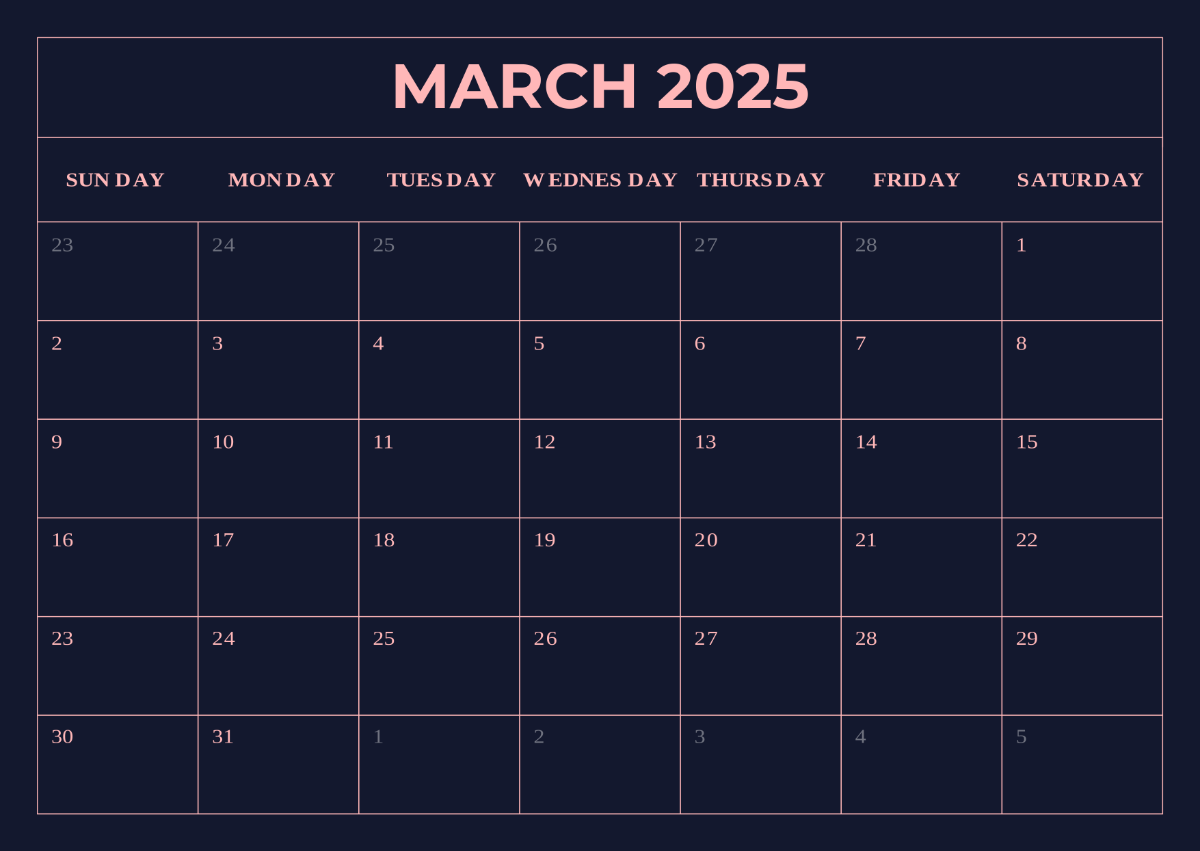 Free March 2025 Calendar With Moon Phases Template To Edit Online for March Madness 2025 Calendar Printable