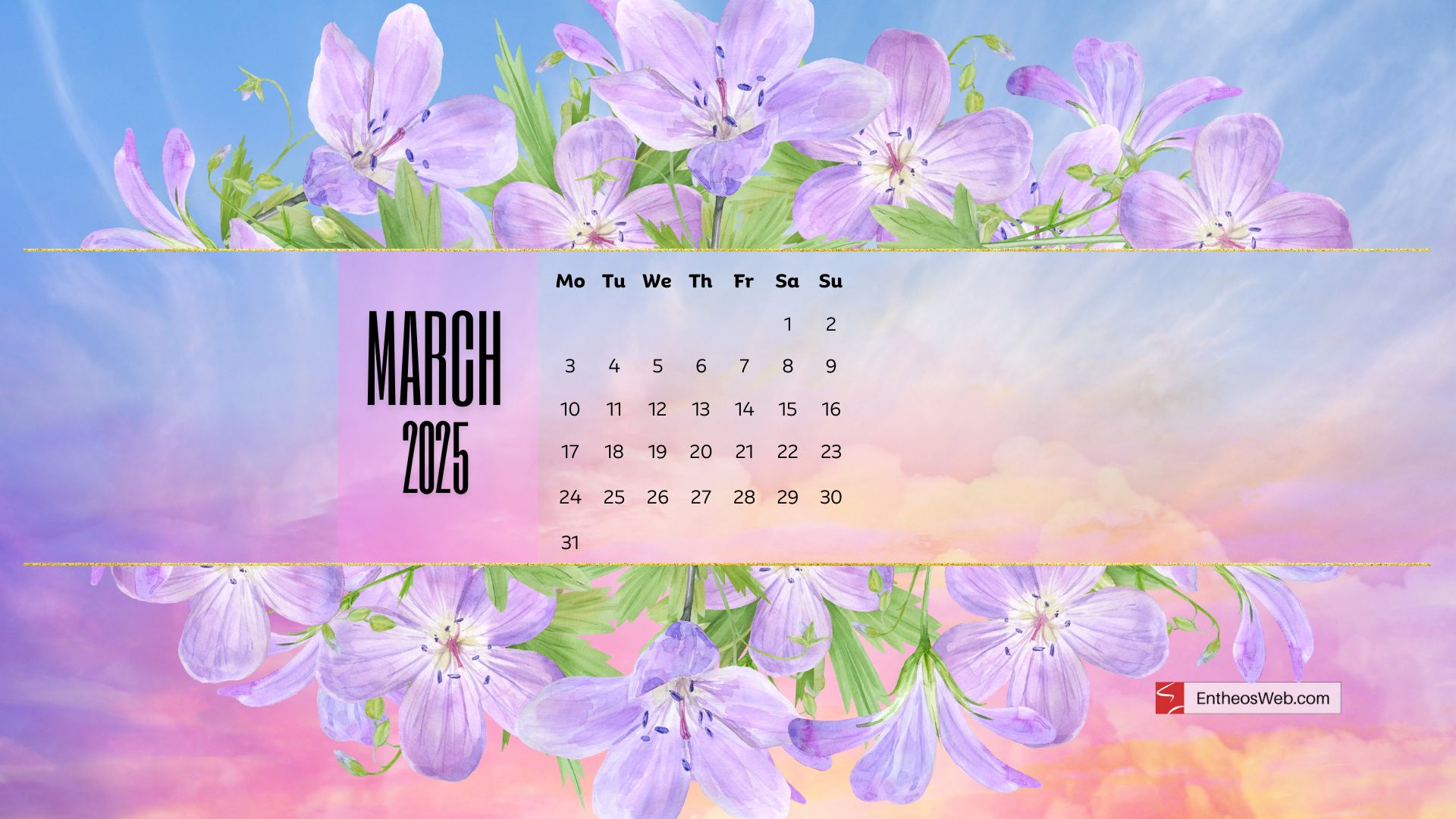 Free March 2025 Desktop Wallpaper Calendars | Entheosweb intended for March 2025 Calendar Background