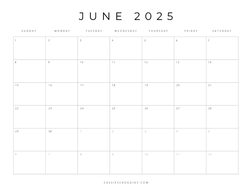 Free Printable 2025 Blank Calendar Templates (All 12 Months) for March 2025 Blank Printable Calendar