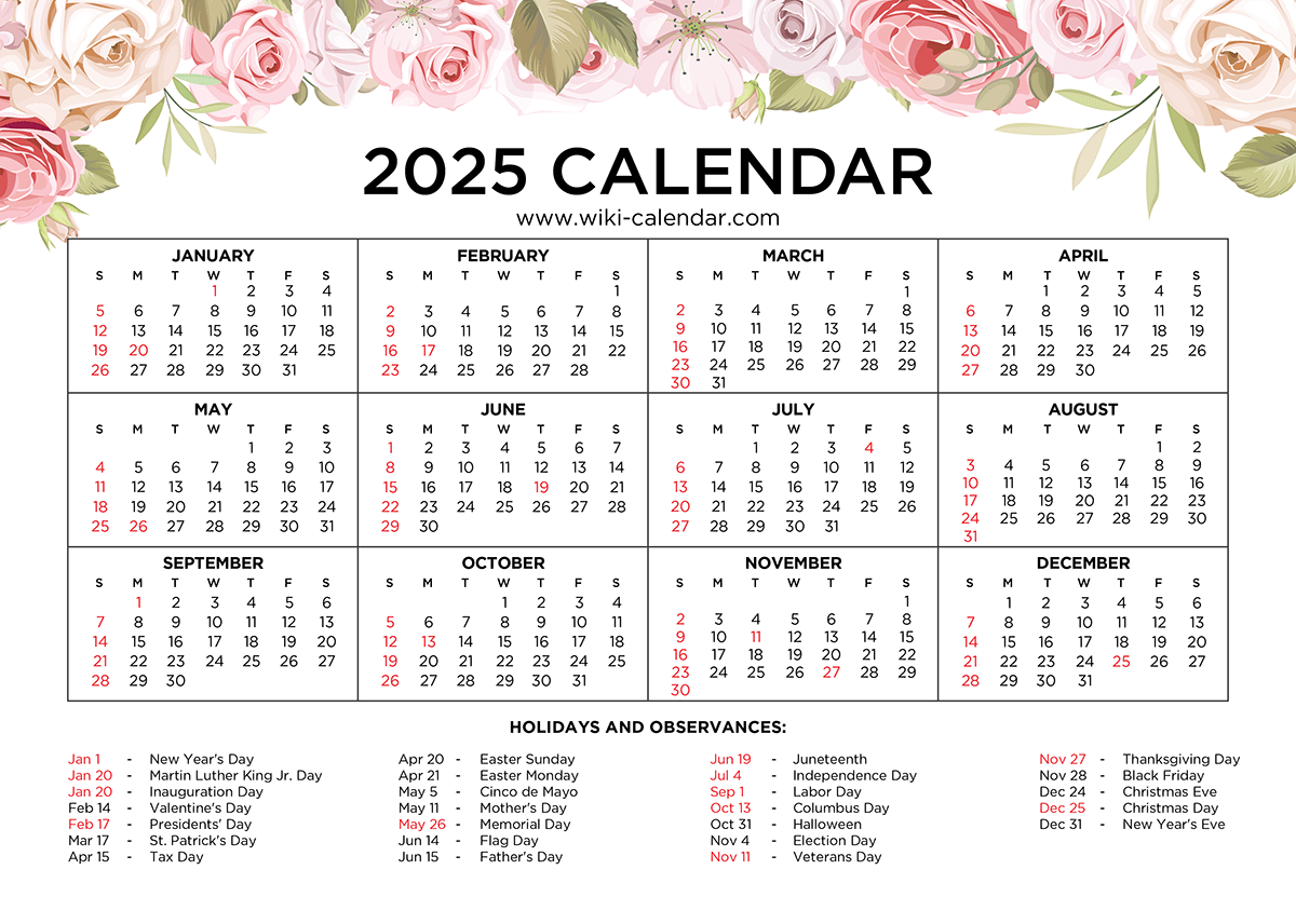 Free Printable Floral Calendar 2025 - Wiki Calendar regarding Wiki Calendar March 2025