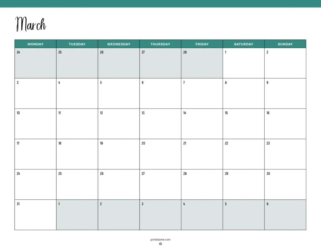 Free Printable March 2025 Calendars | 25 Pdf Downloads pertaining to Printable Calendar March 2025 Monday Start