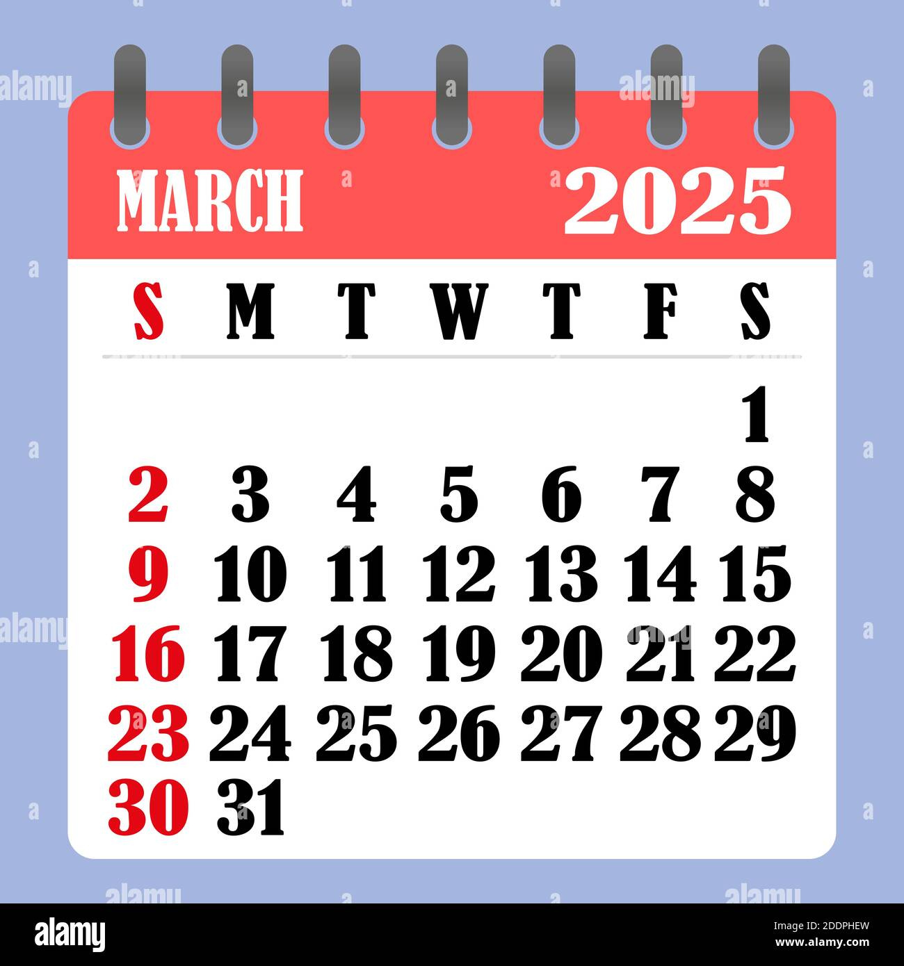 Letter Calendar For March 2025. The Week Begins On Sunday. Time for Calendar For The Month Of March 2025