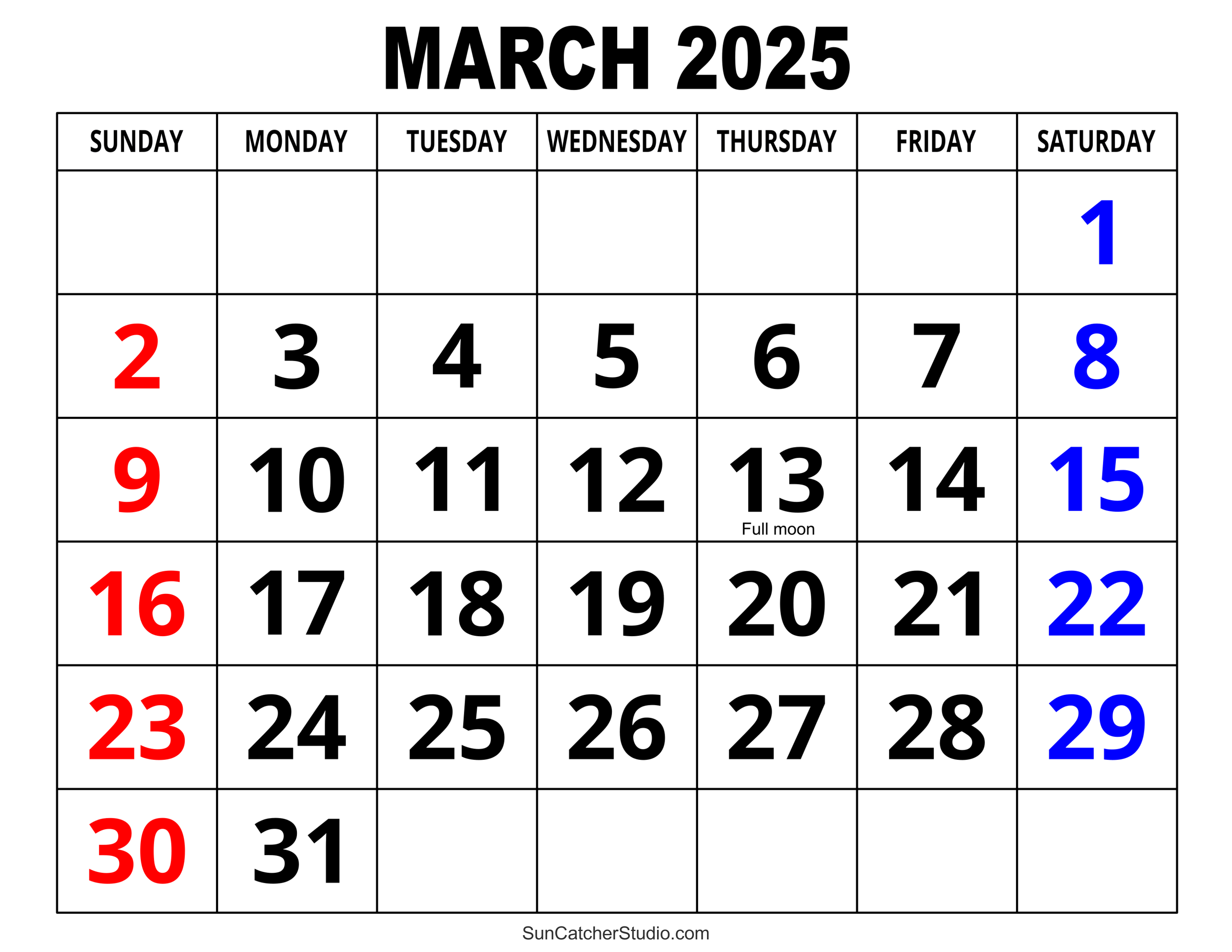 March 2025 Calendar (Free Printable) – Free Printables, Monograms in March Calendar with Holidays 2025