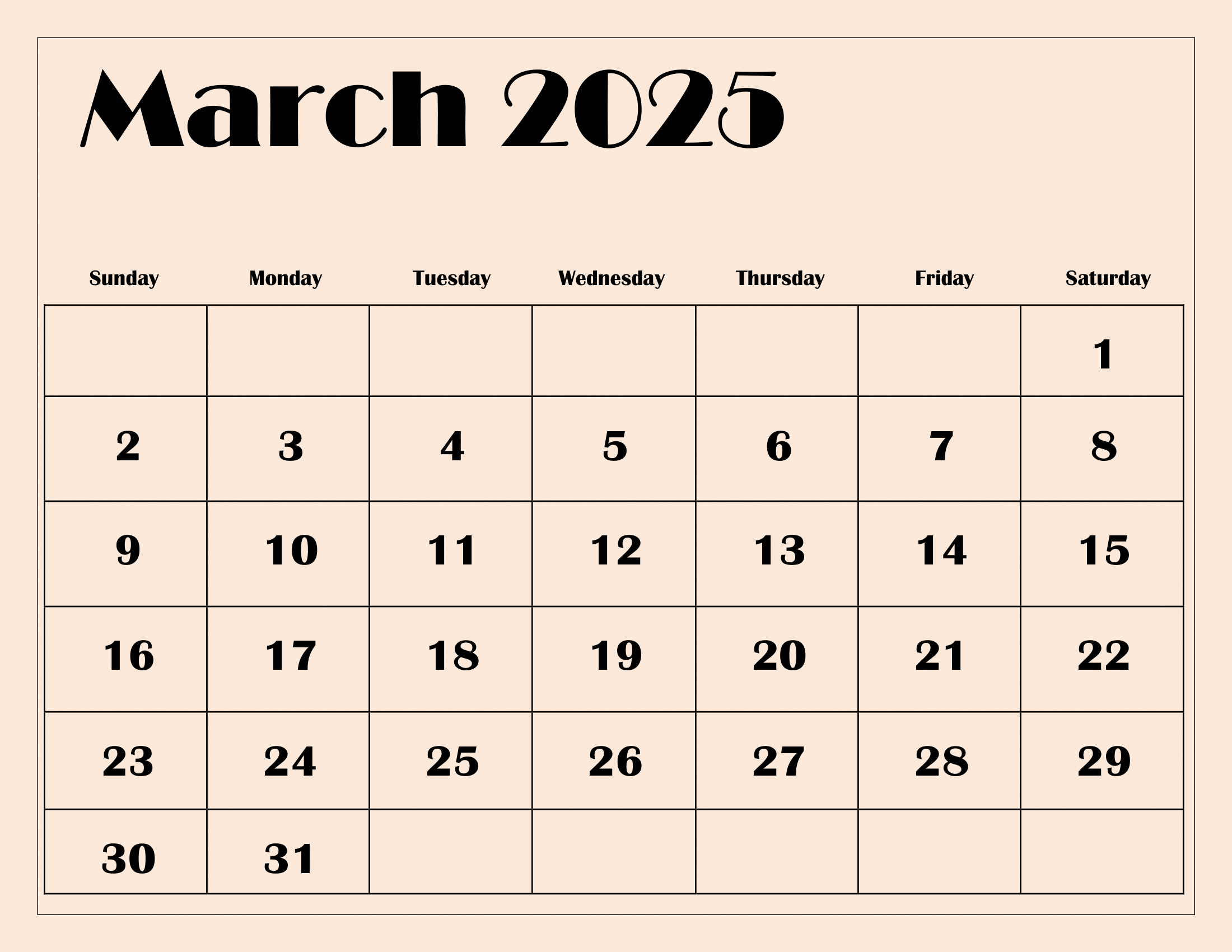 March 2025 Calendar Printable Pdf Template With Holidays intended for Month Of March Calendar 2025