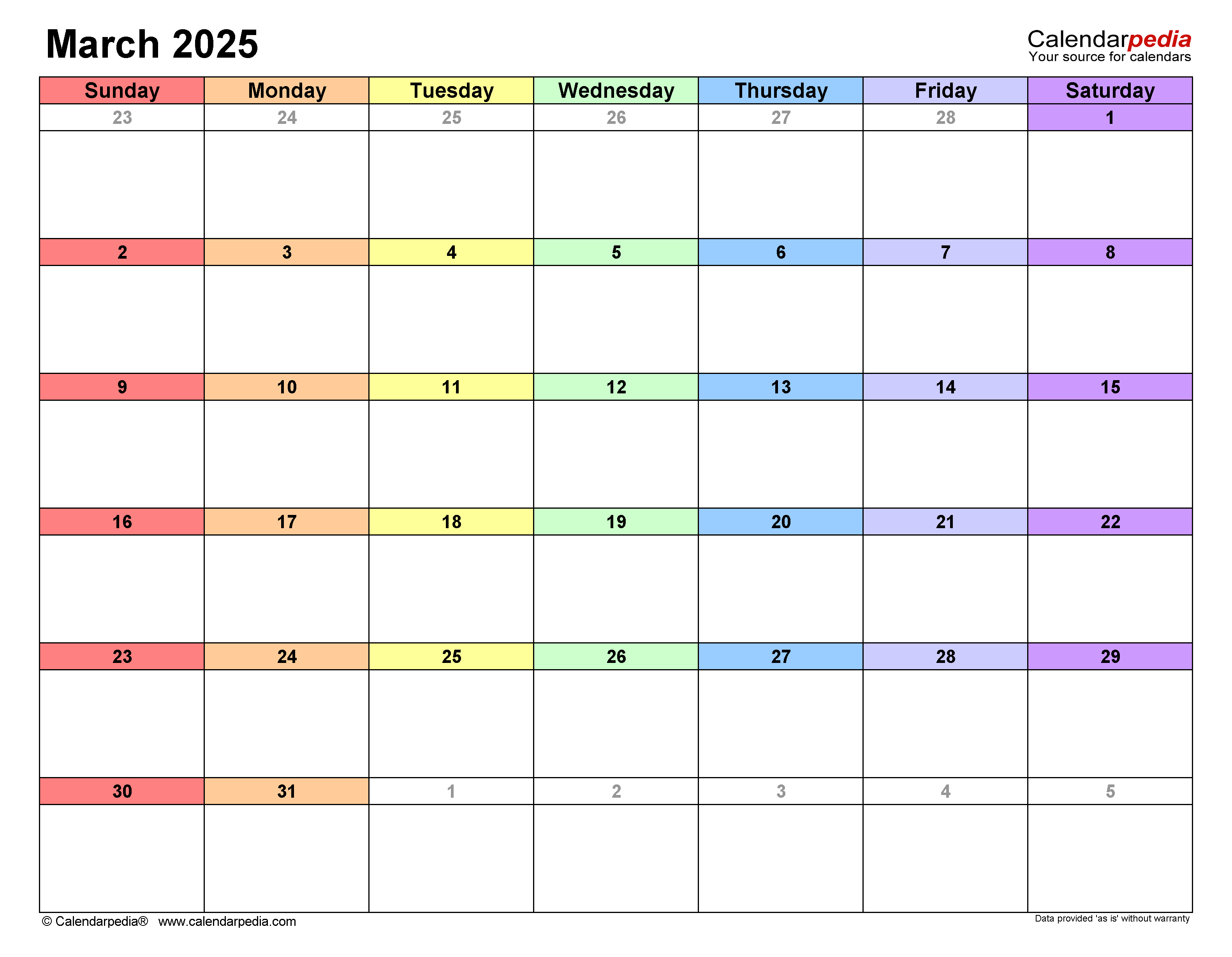 March 2025 Calendar | Templates For Word, Excel And Pdf for March 2025 Calendar Printable Excel