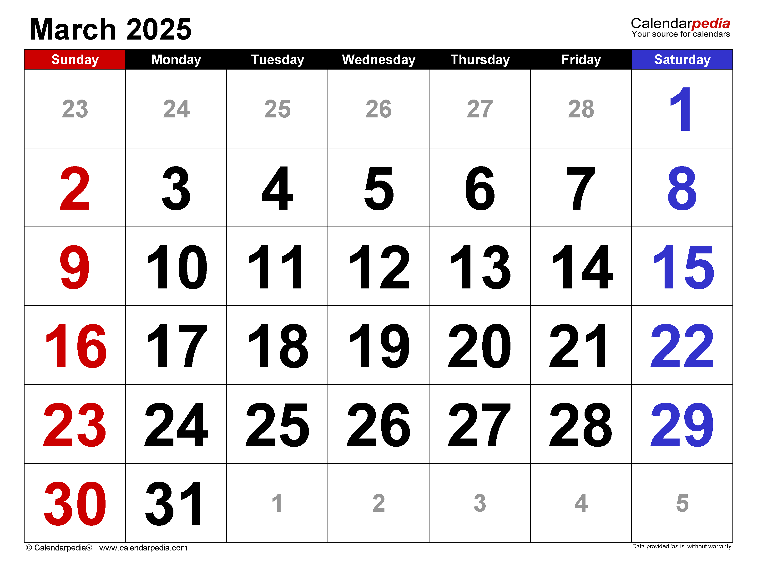 March 2025 Calendar | Templates For Word, Excel And Pdf inside March 2025 Calendar Printable Excel