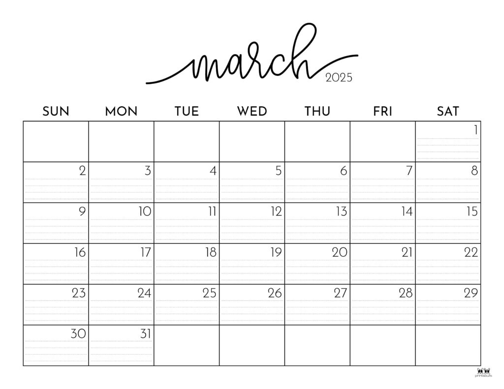 March 2025 Calendars - 107 Free Printables | Printabulls for Calendar 2025 March Month